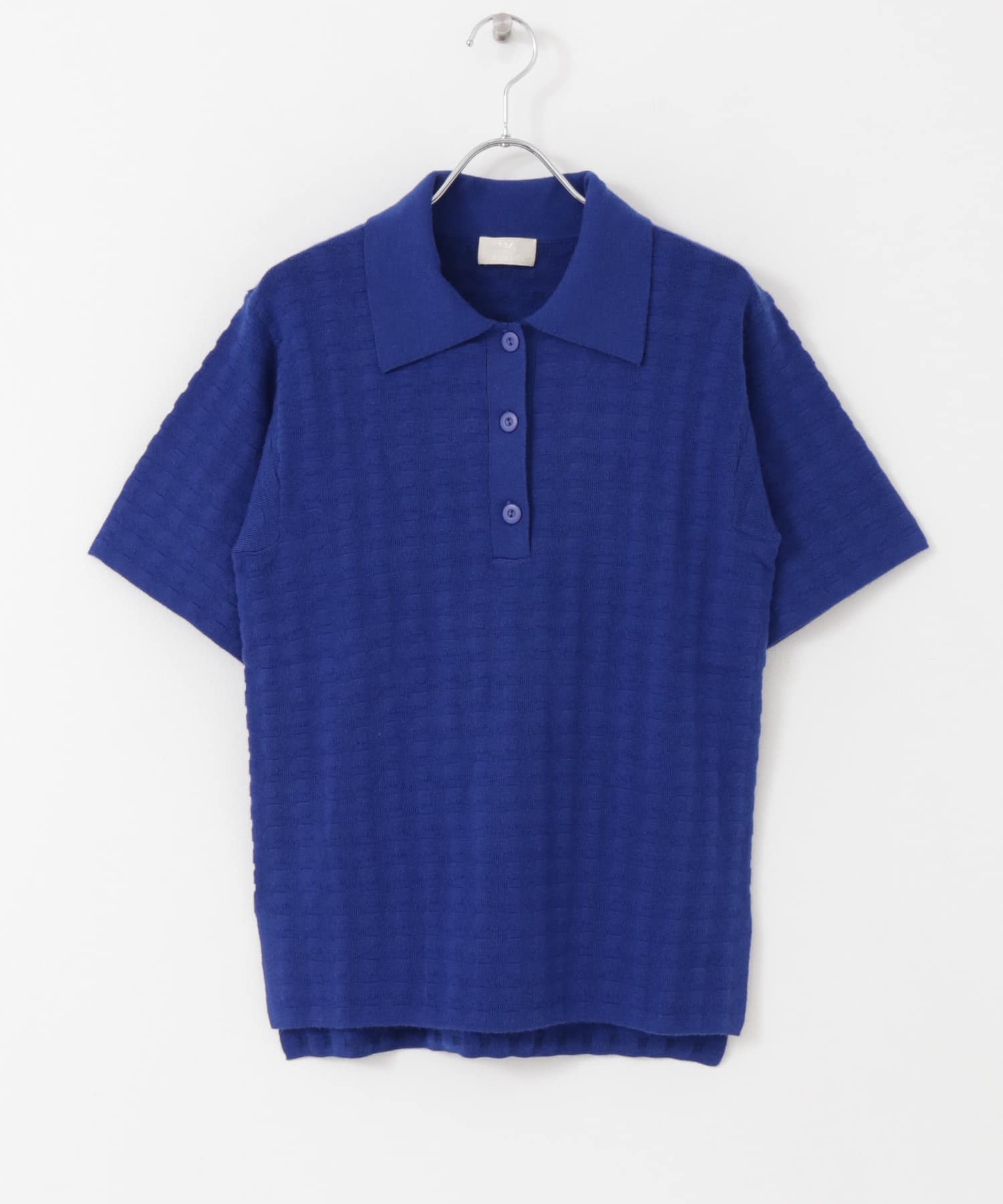 w cashmere　ブロックパターンポロシャツ