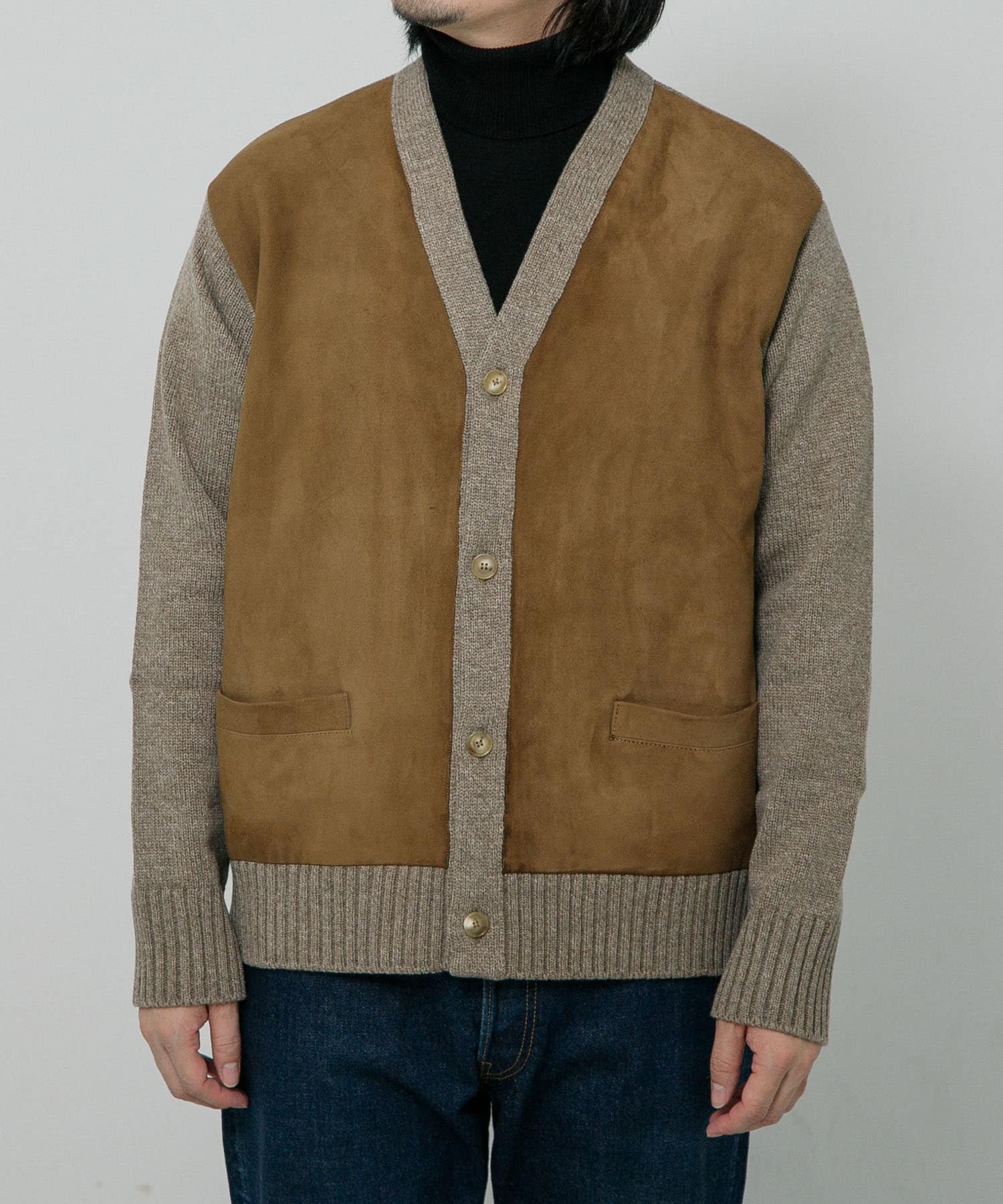 A PRESSE Cashmere Suede C Cardigan(2 BEIGE): トップス｜URBAN