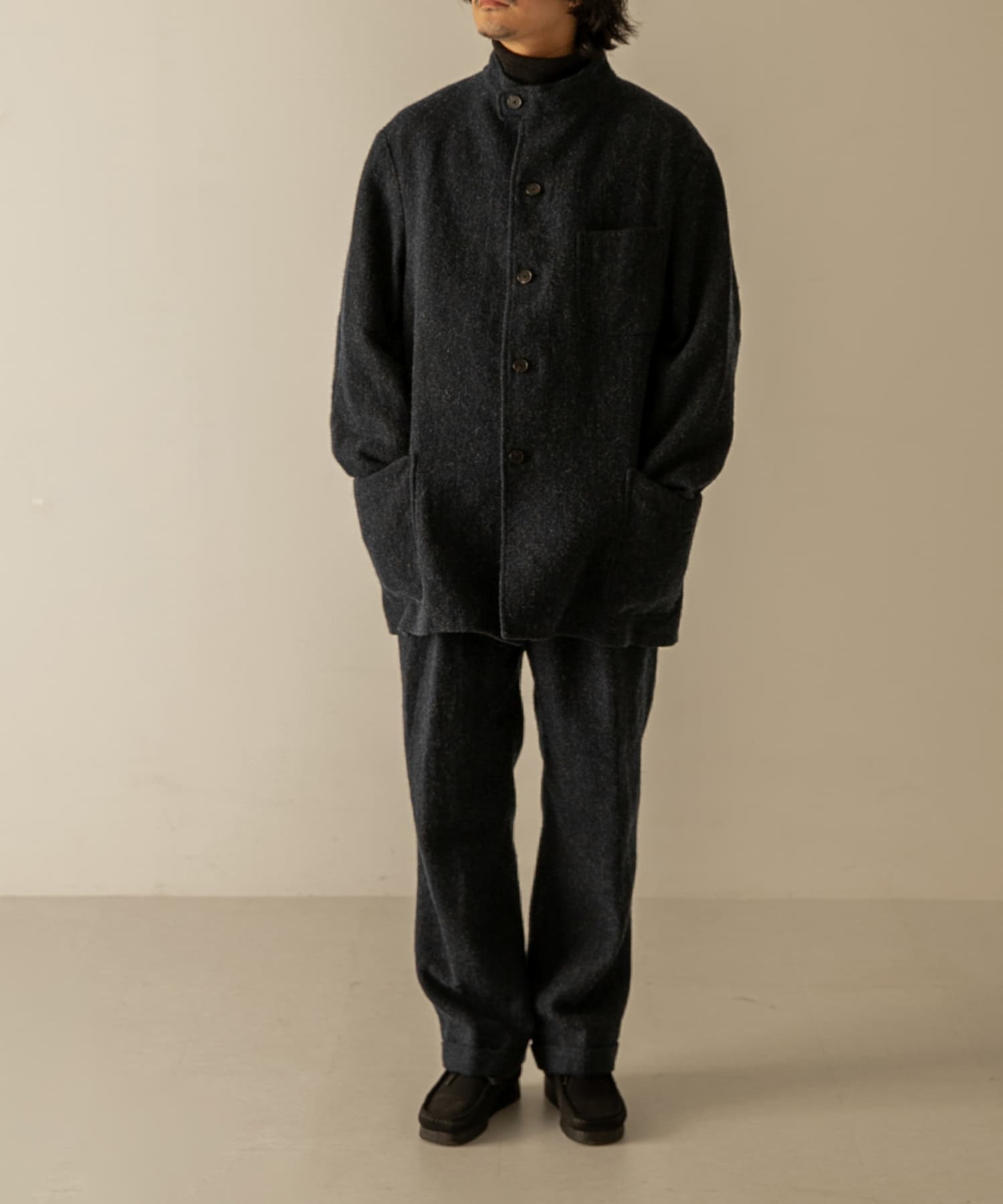 A PRESSE　Tweed Two Tuck Trousers