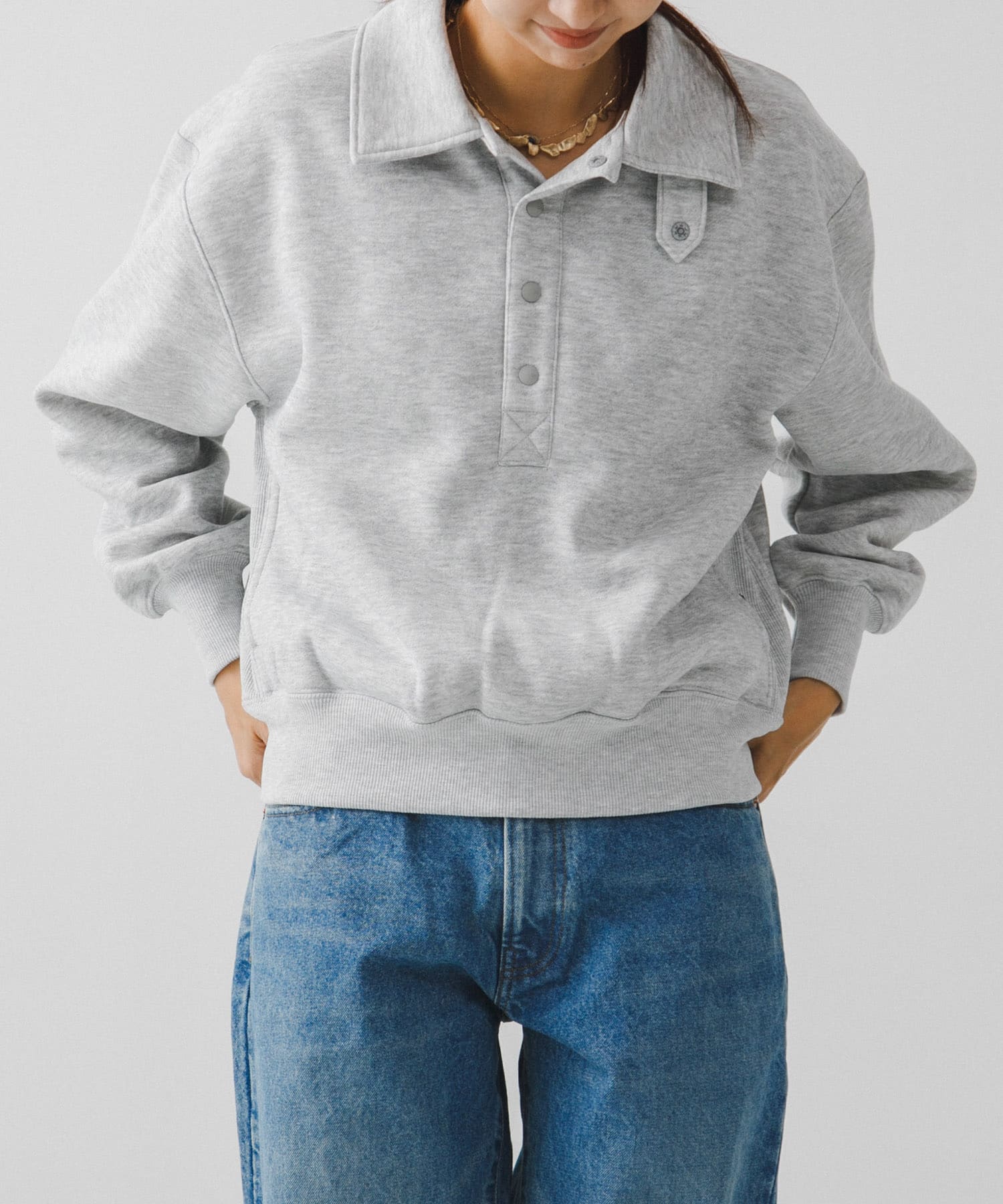DAIWA PIER39　Ws TECH SWEAT SNAP PULLOVER TOP GRAY FREE