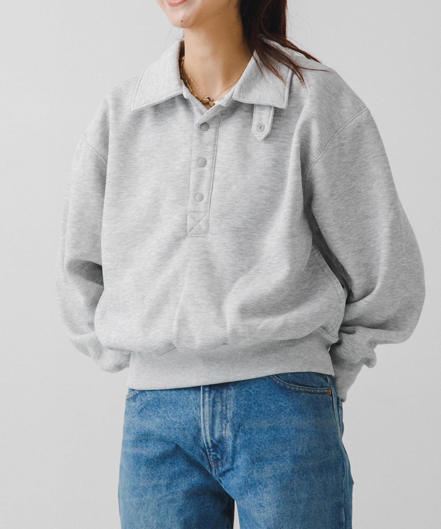 DAIWA PIER39　Ws TECH SWEAT SNAP PULLOVER TOP GRAY FREE