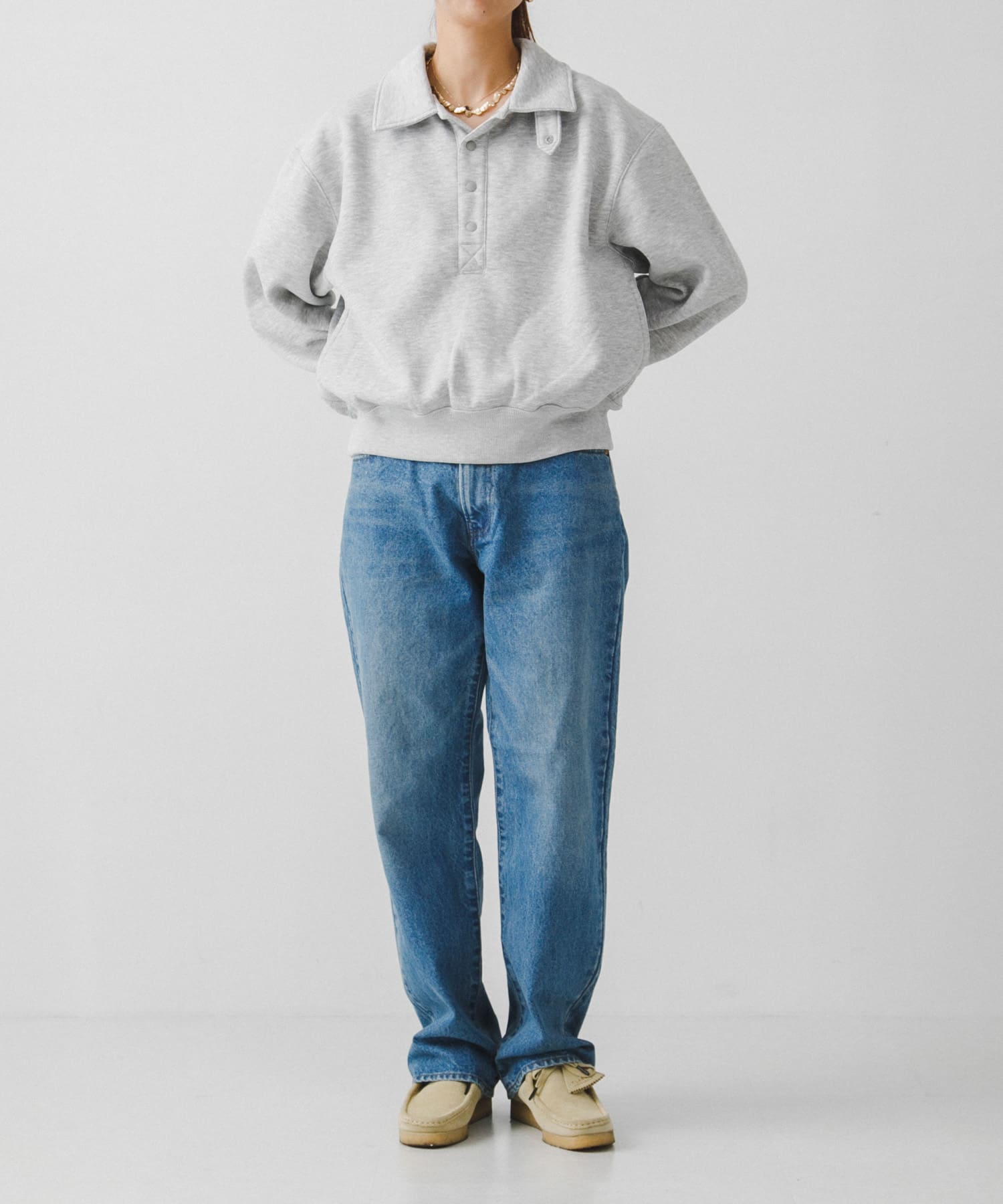 DAIWA PIER39　Ws TECH SWEAT SNAP PULLOVER TOP GRAY FREE