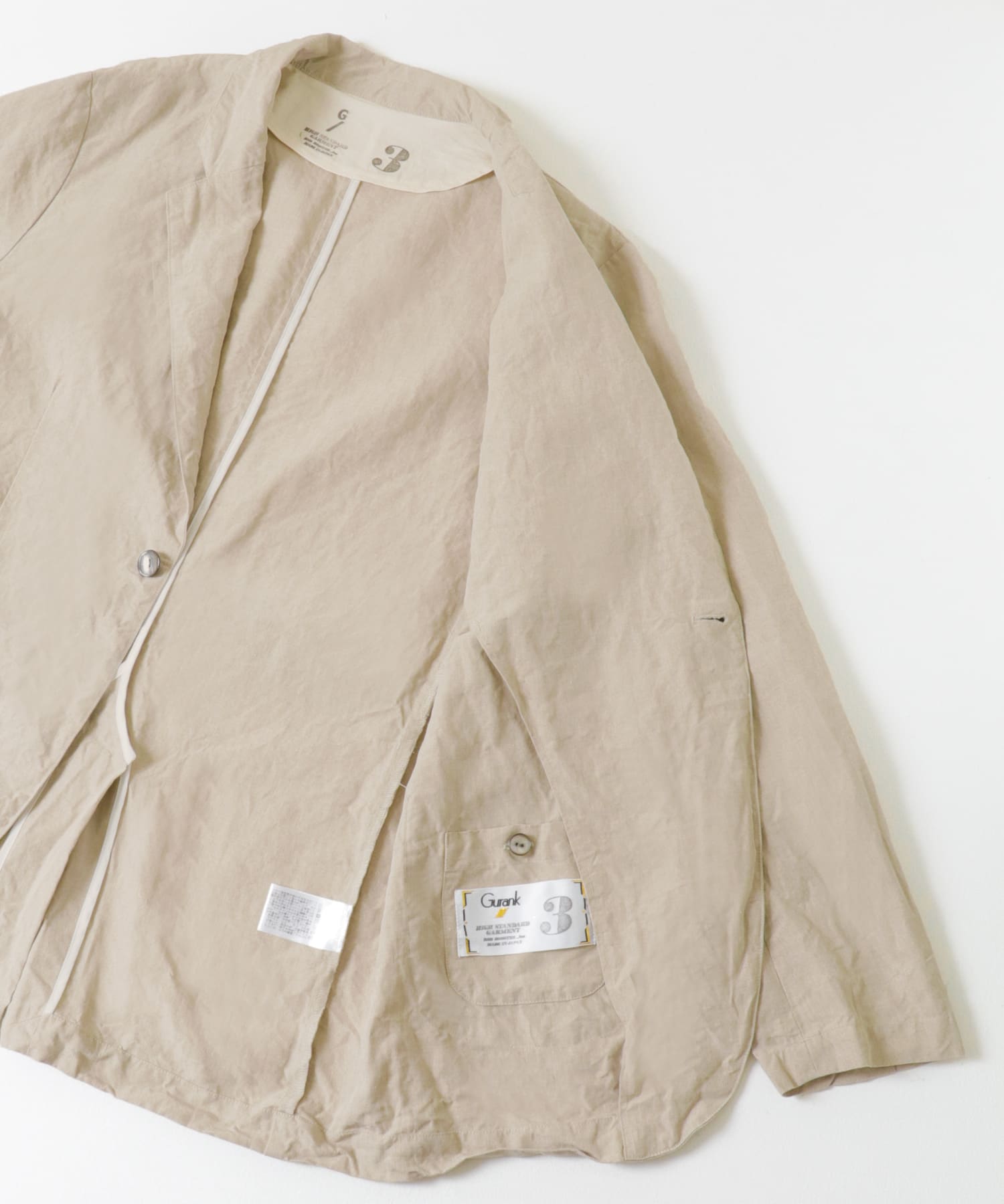 Gurank　Lapel work Jacket Linen NATURAL 3