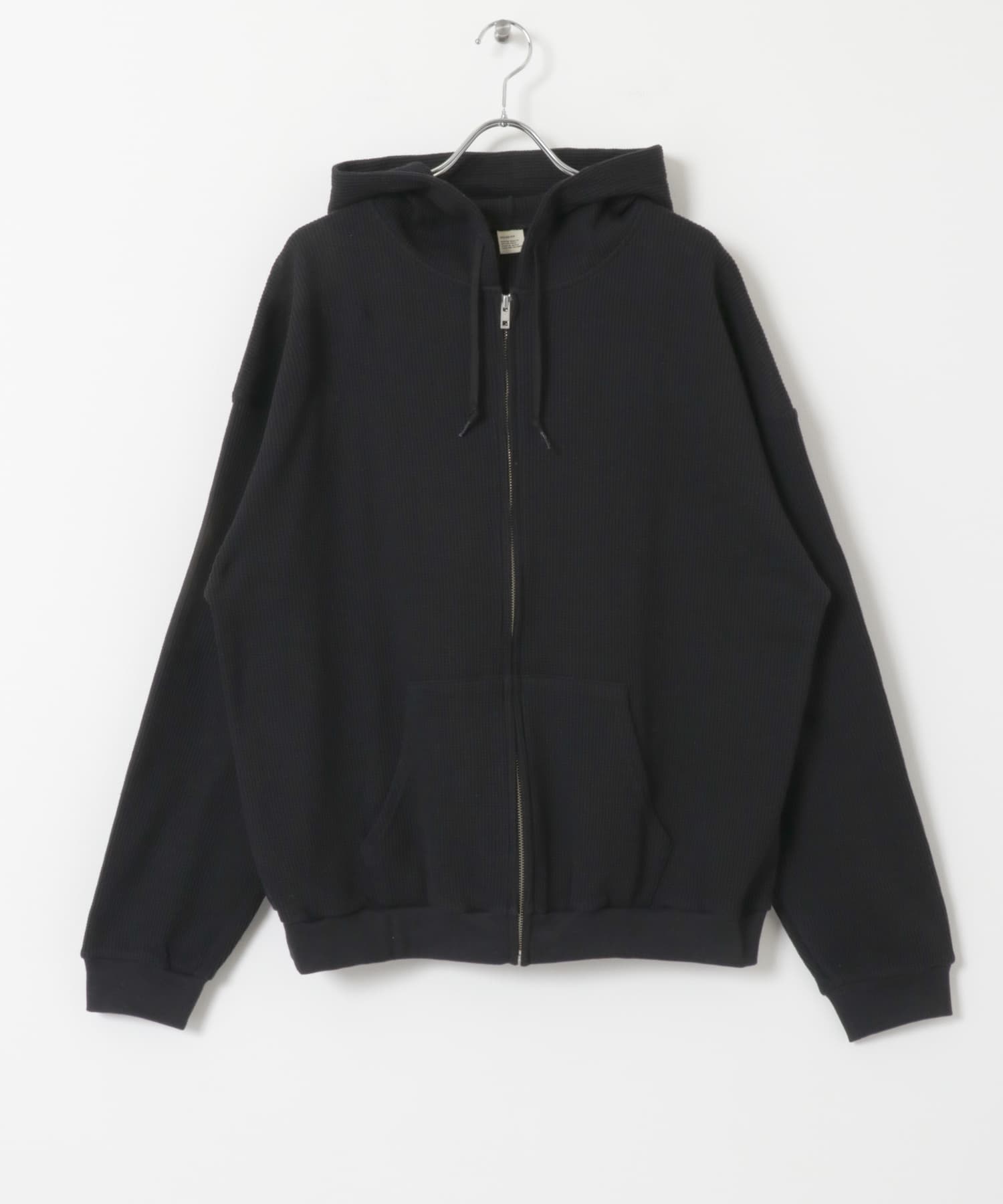 RELAX FIT　ワッフルパーカー BLACK FREE
