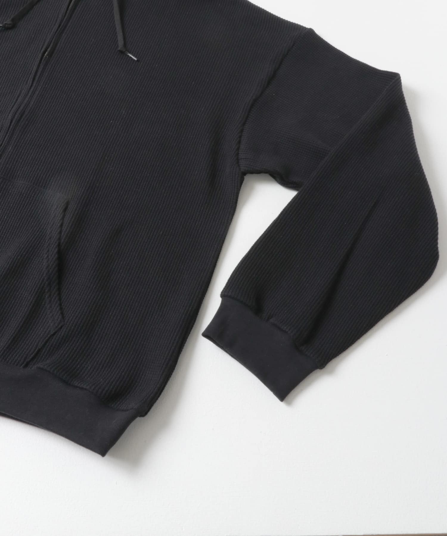 RELAX FIT　ワッフルパーカー BLACK FREE