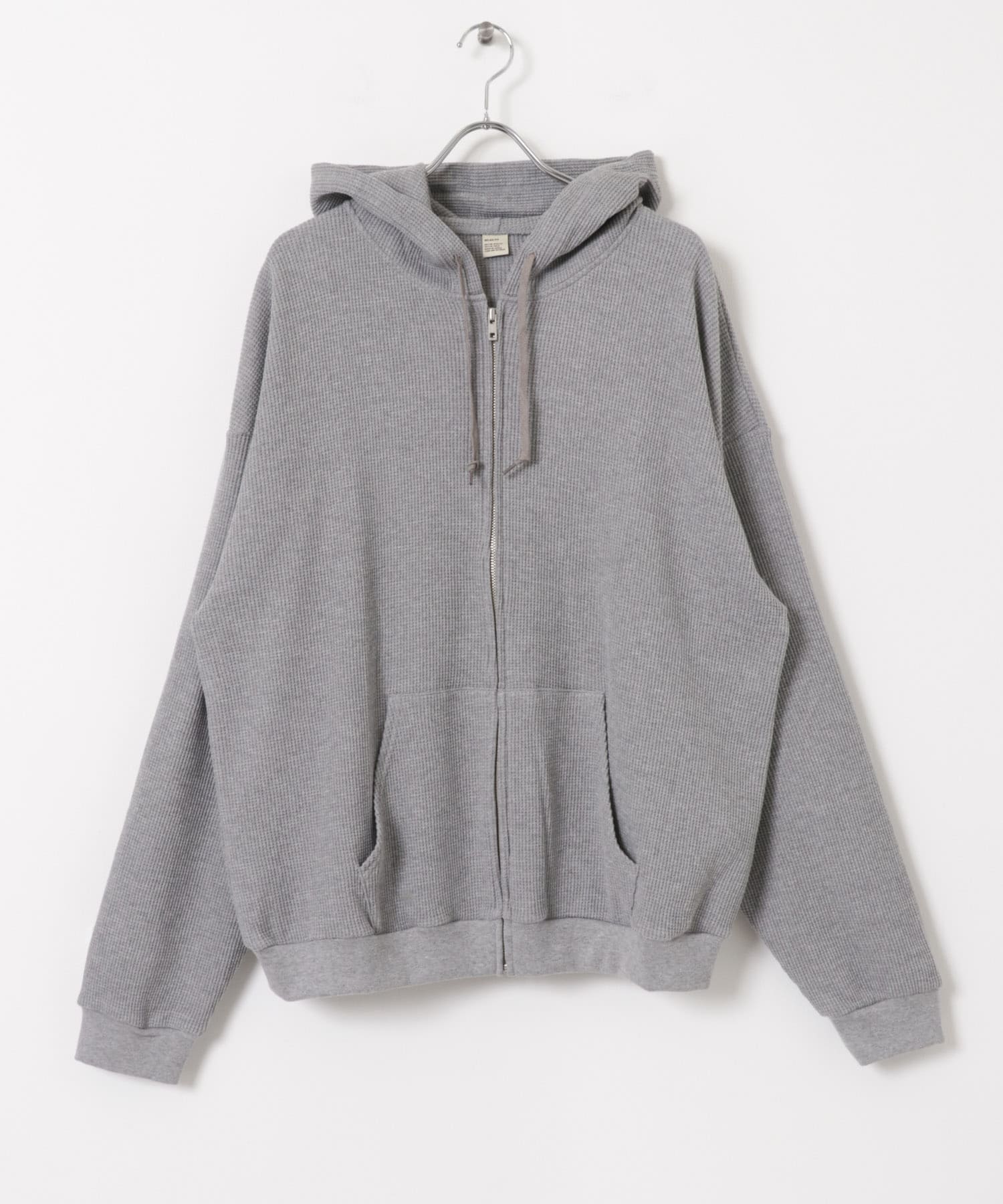 RELAX FIT　ワッフルパーカー GREY FREE