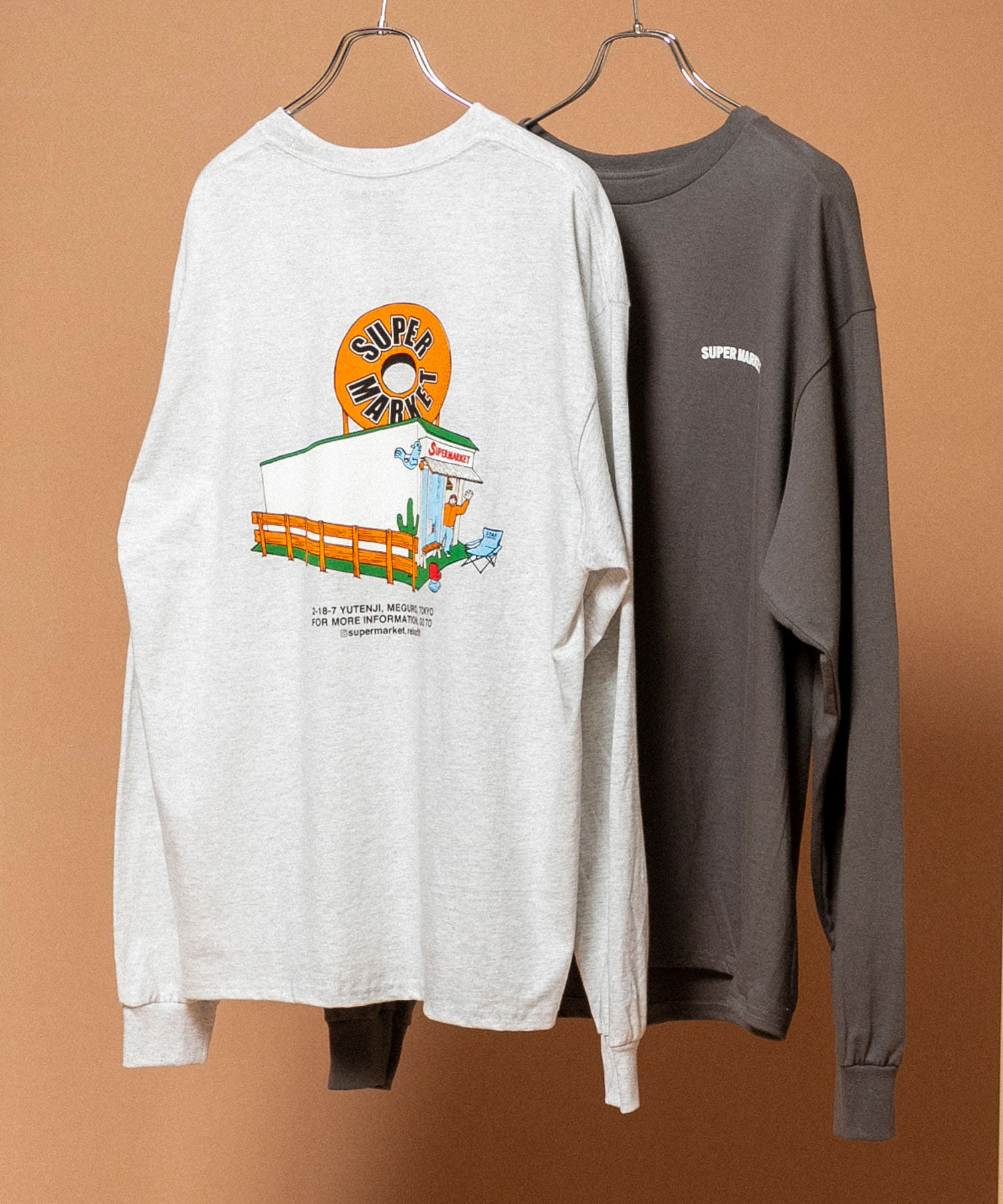 SUPERMARKET　SMドーナツロングスリーブTシャツ ASH FREE