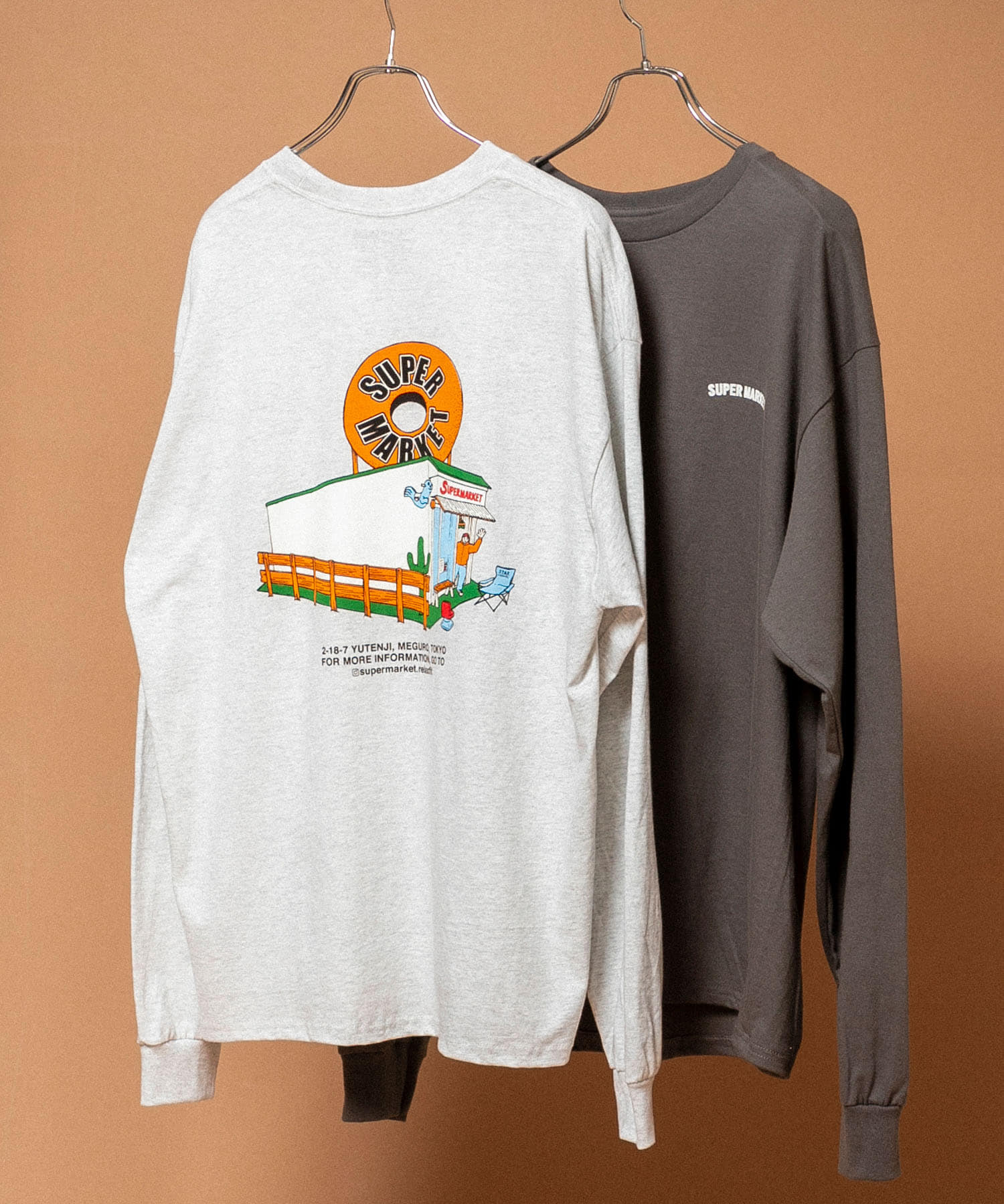 SUPERMARKET　SMドーナツロングスリーブTシャツ ASH FREE