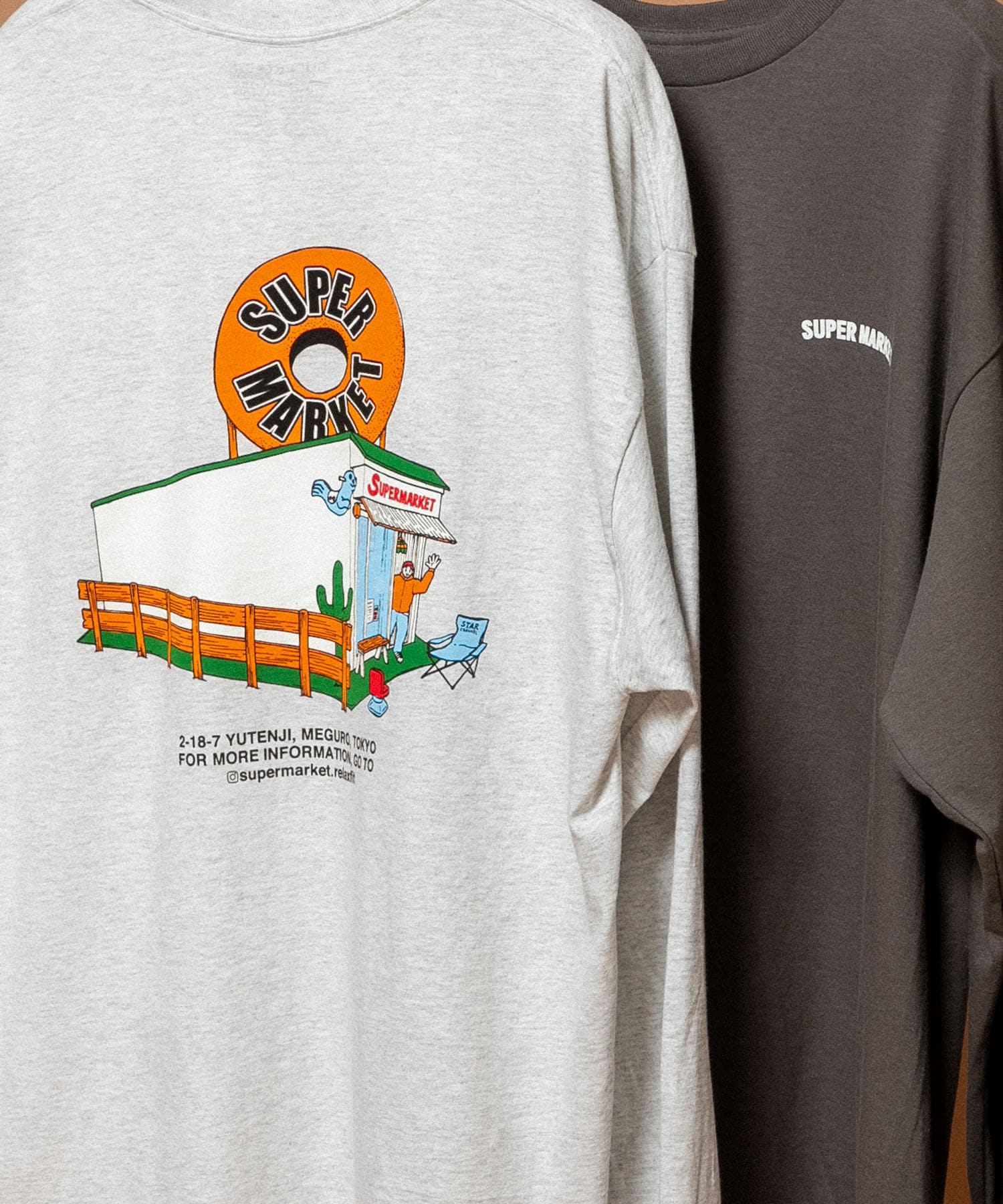 SUPERMARKET　SMドーナツロングスリーブTシャツ ASH FREE
