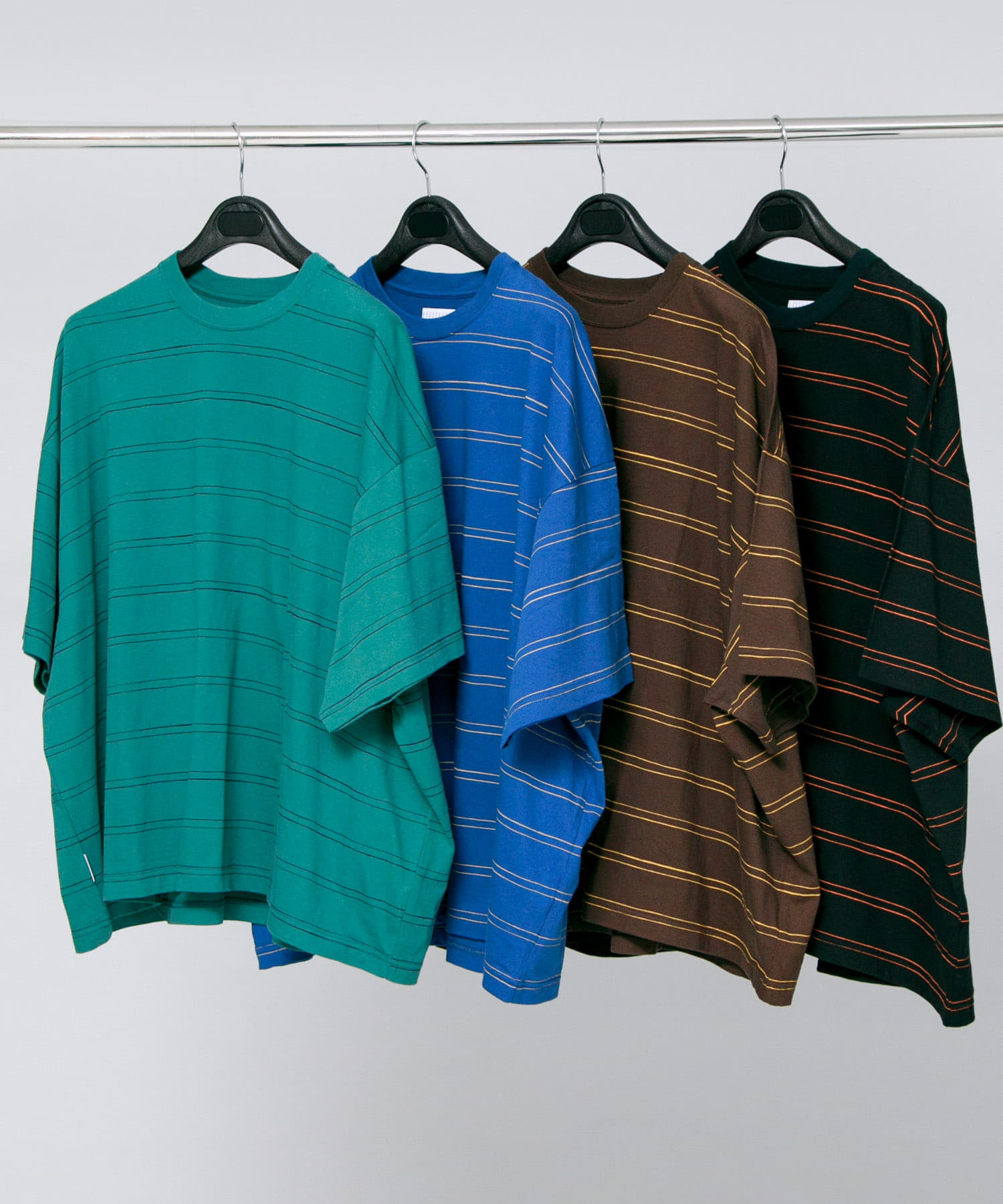 SFC　DOUBLE SIDE STRIPE TEE GRN/NVY L