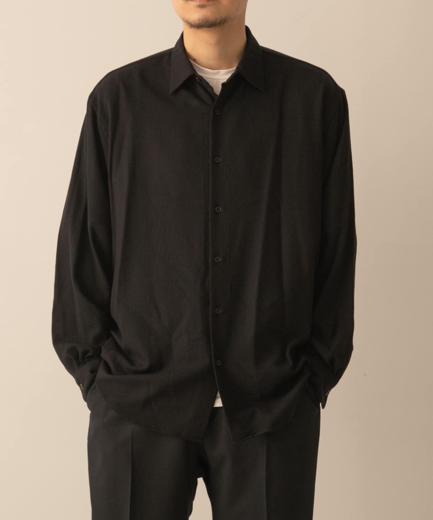 A PRESSE Wool Regular Collar Shirt(2 NAVY): トップス｜URBAN