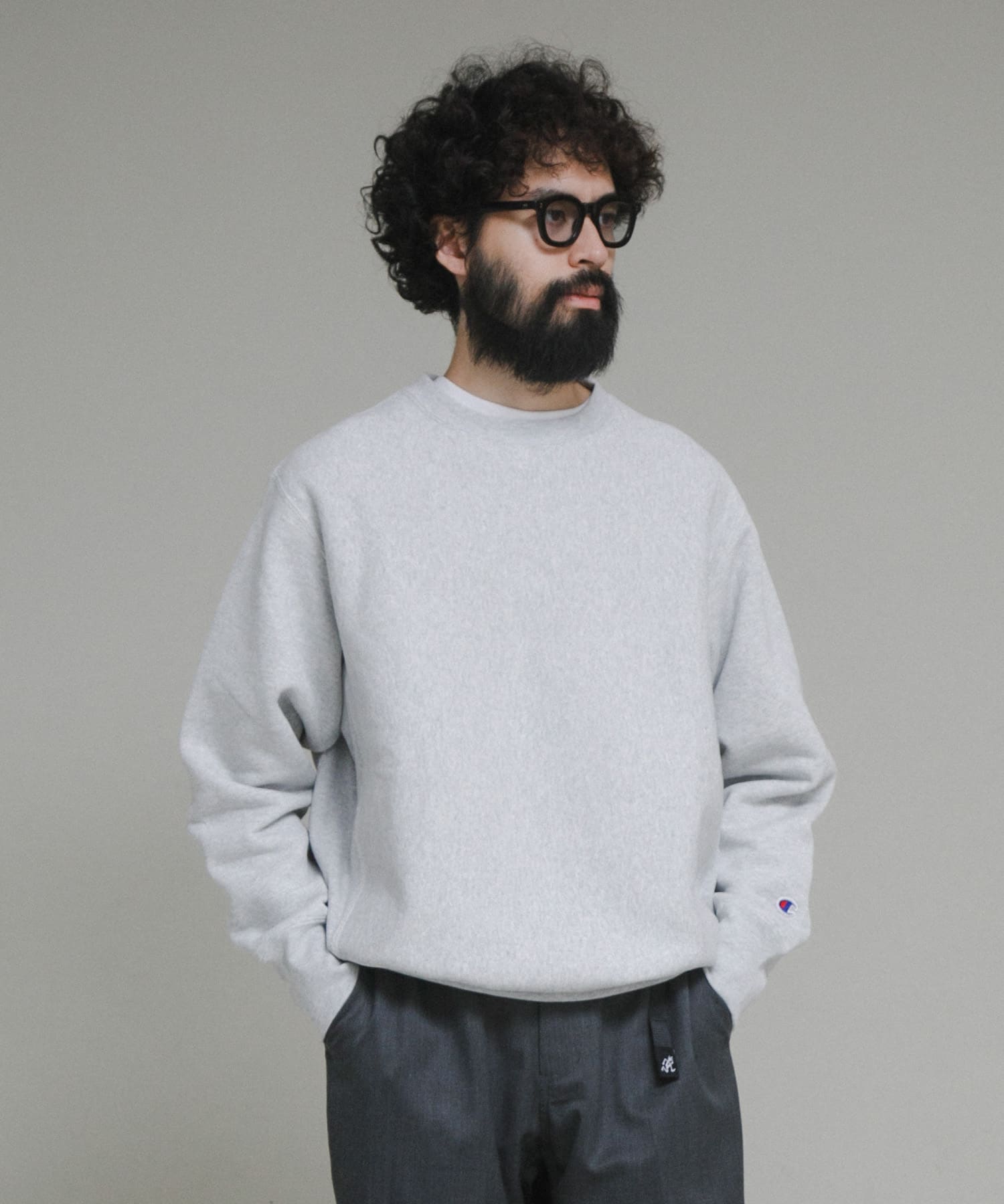 『別注』LOWERCASE×Champion　リバースウィーブ 040シルバー M