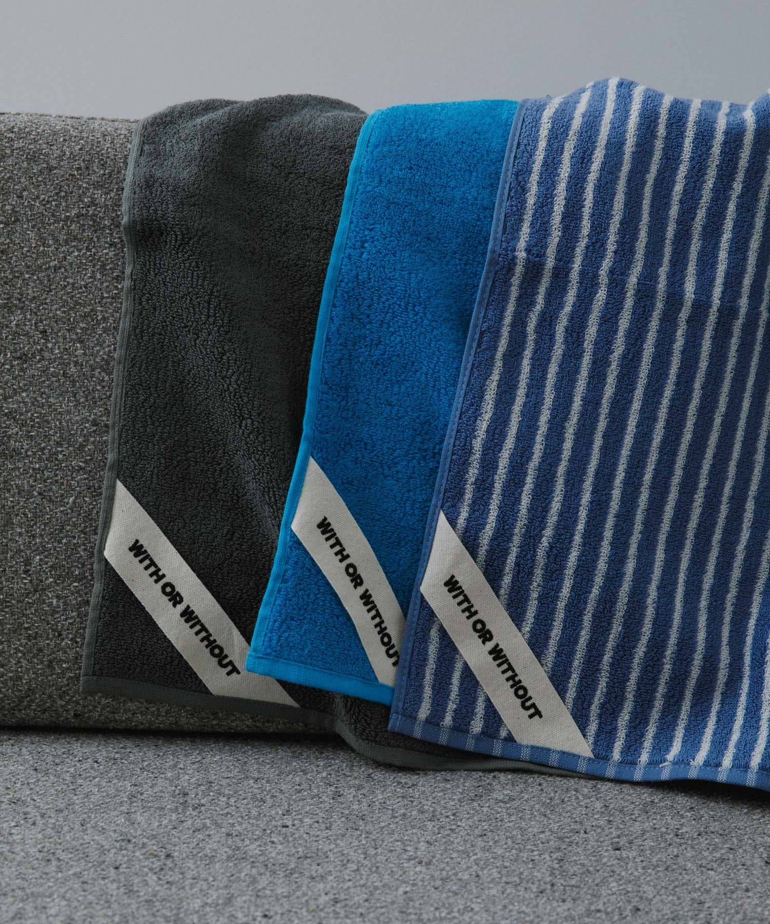 WITH OR WITHOUT　Face Towel BLU STRIPE FREE