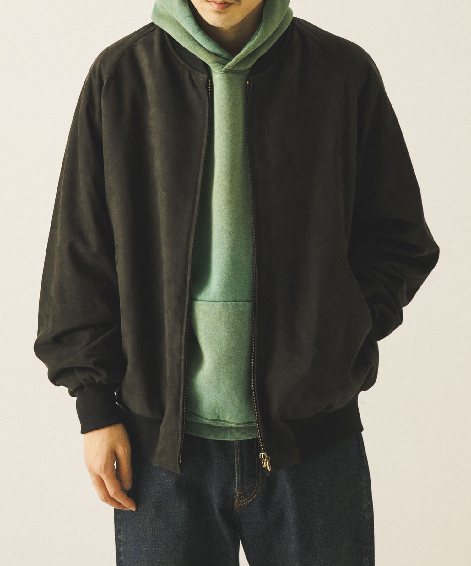 A PRESSE　Nubuck leather Rib Blouson