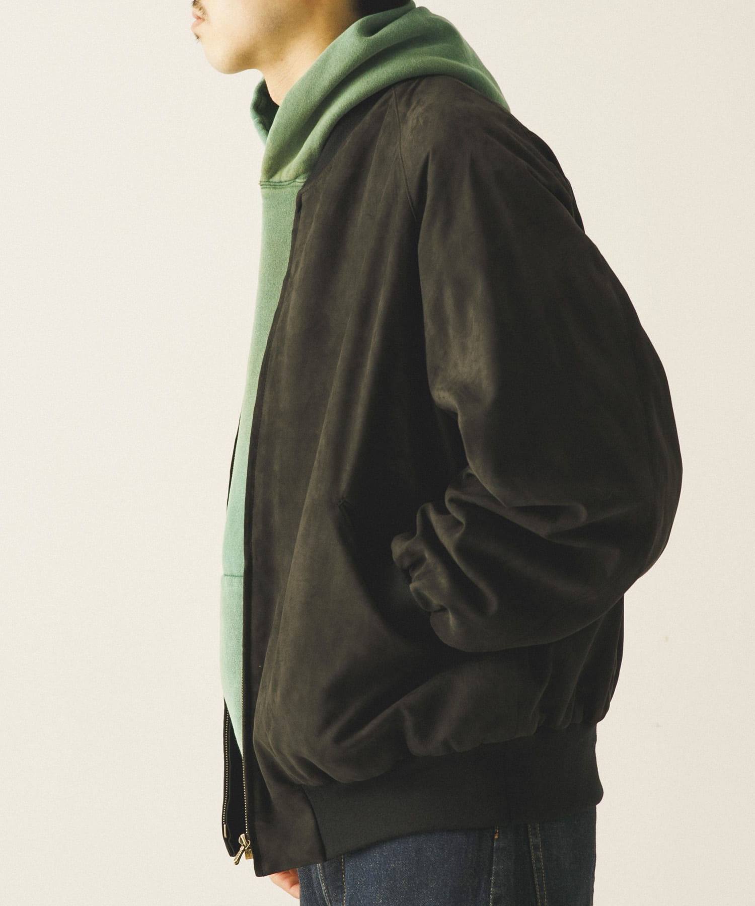 A PRESSE　Nubuck leather Rib Blouson BLACK 2