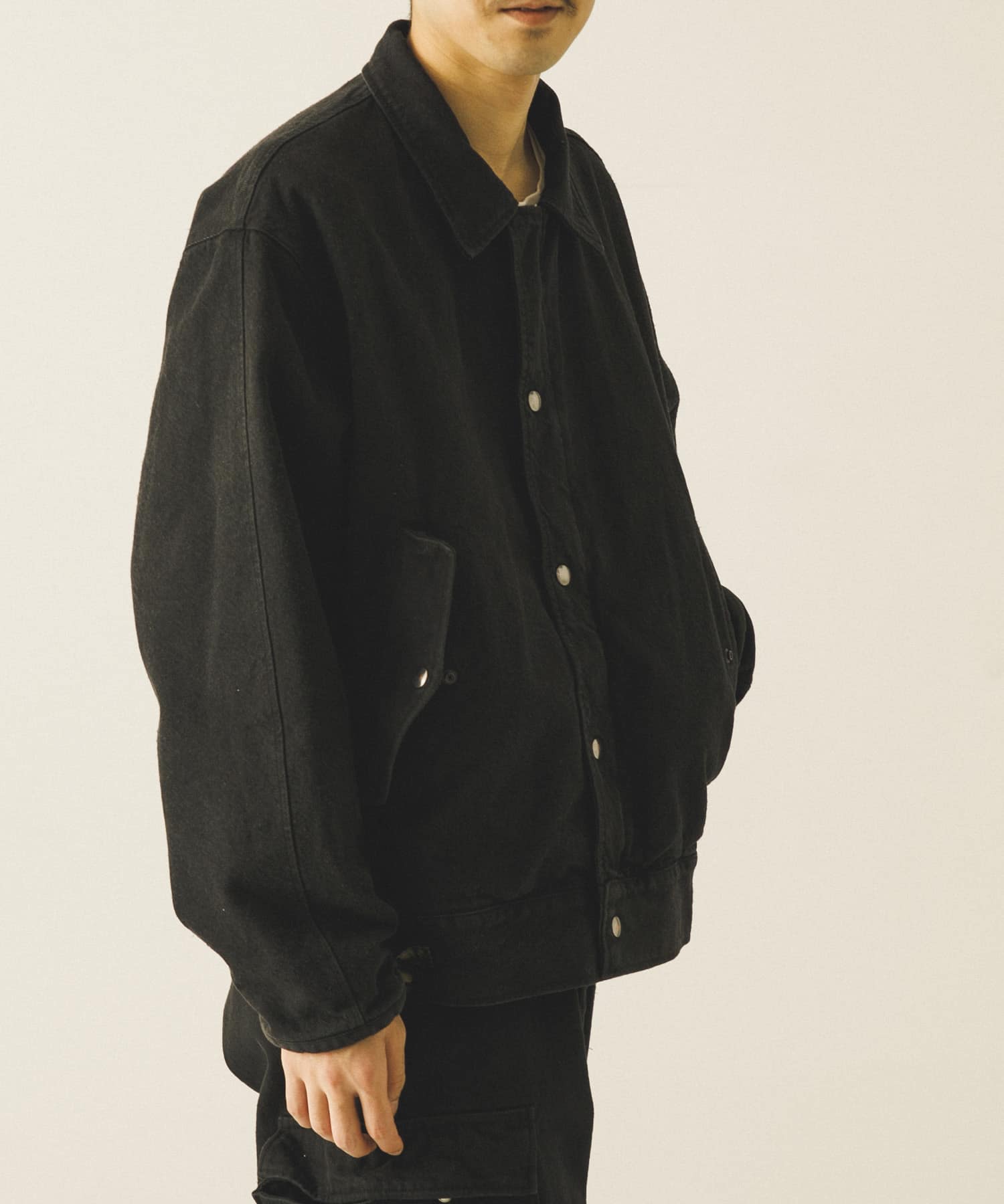 A PRESSE　Silk Nep A-1 Jacket BLACK 2