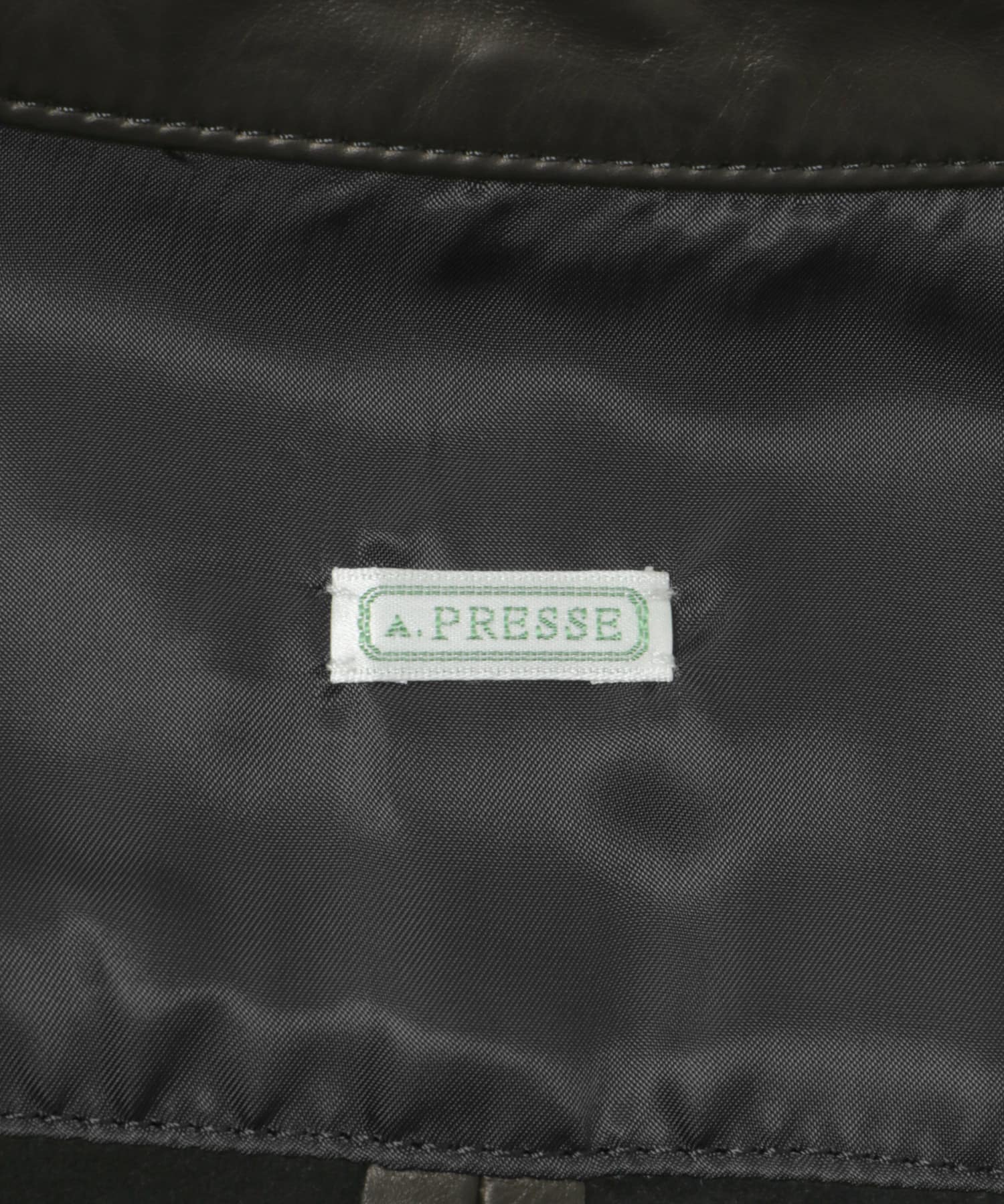 A PRESSE　Leather Regular Collar Shirt BLACK 2