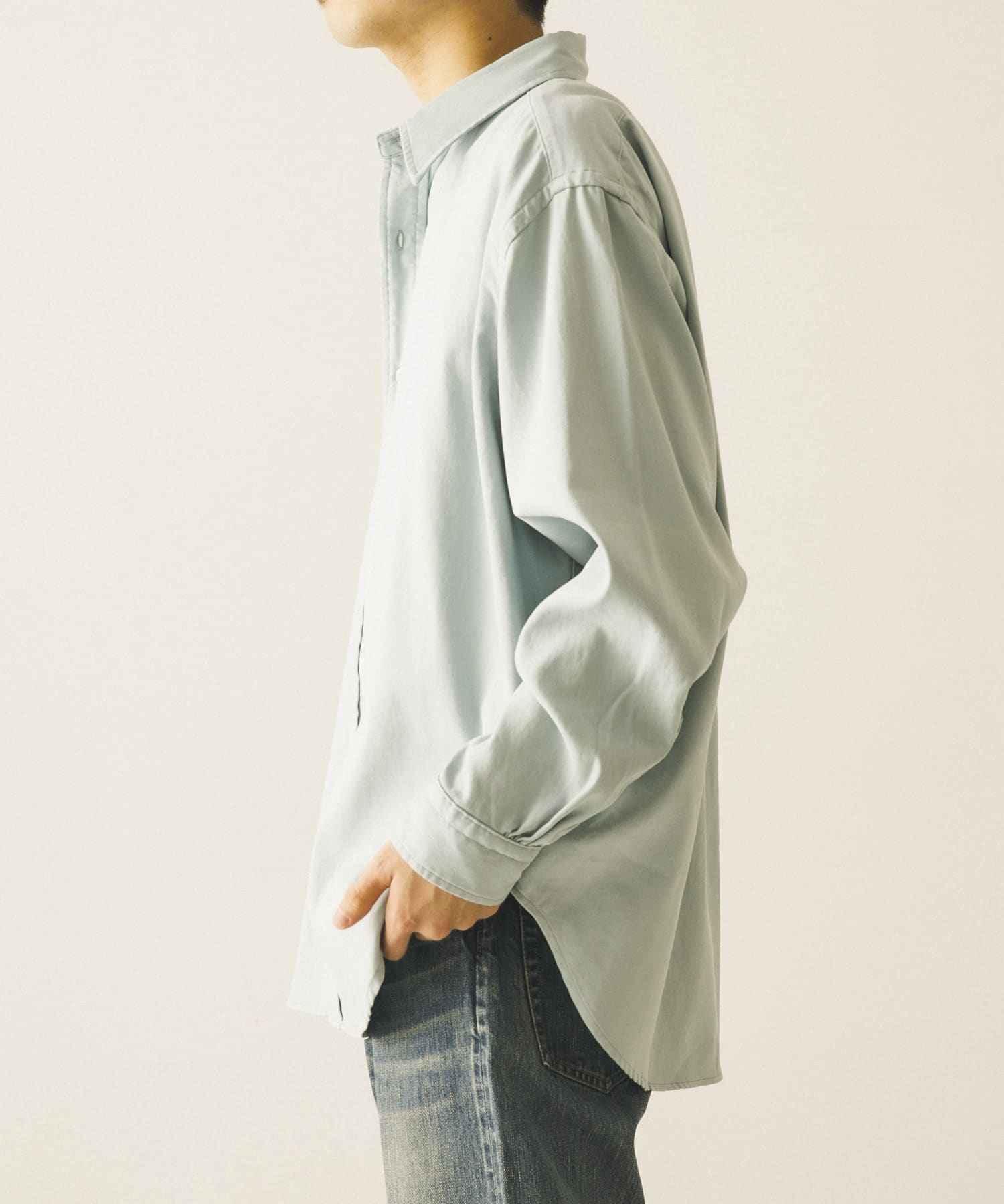 A PRESSE　Double Weave Twill Regular Collar Shirt L.GRAY 2
