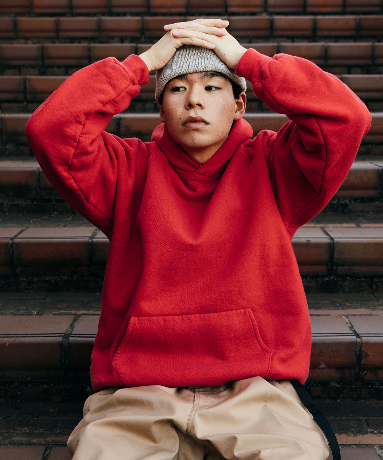 A PRESSE　Vintage Sweat Hoodie RED 2