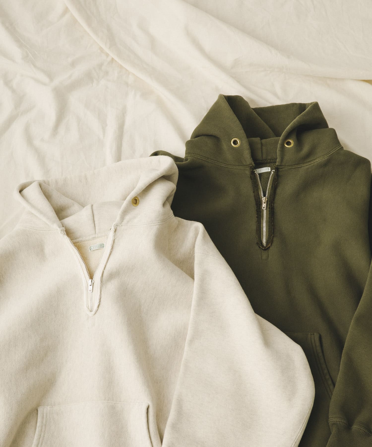 A PRESSE　Vintage Half Zip Sweat Hoodie OATMEAL 2