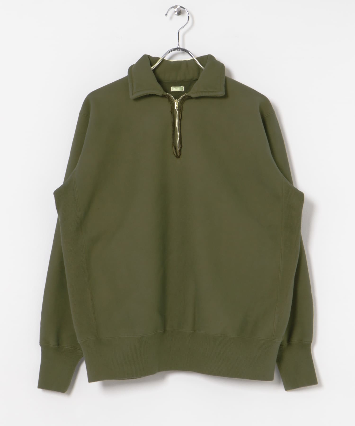 A PRESSE　Vintage Half Zip Sweat Shirt OLIVE 2
