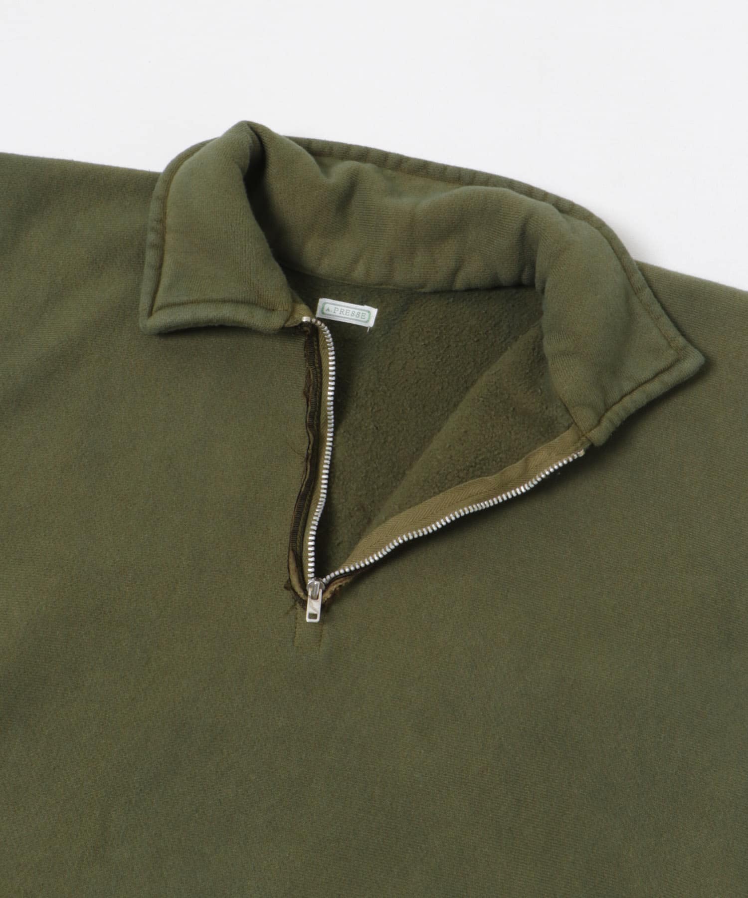A PRESSE　Vintage Half Zip Sweat Shirt OLIVE 2