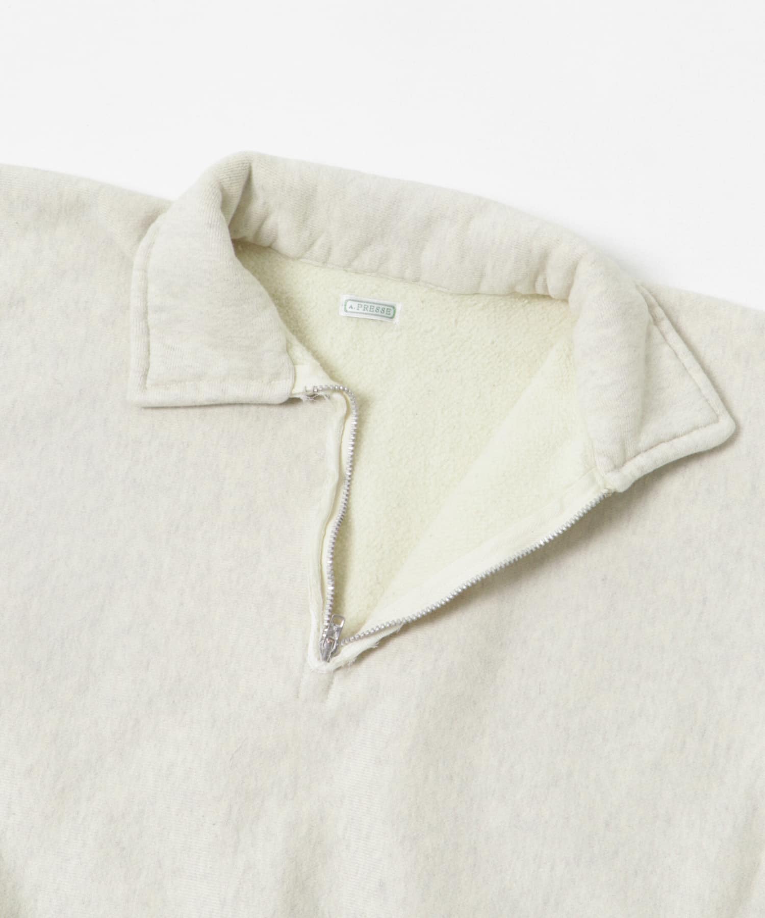A PRESSE　Vintage Half Zip Sweat Shirt OATMEAL 2