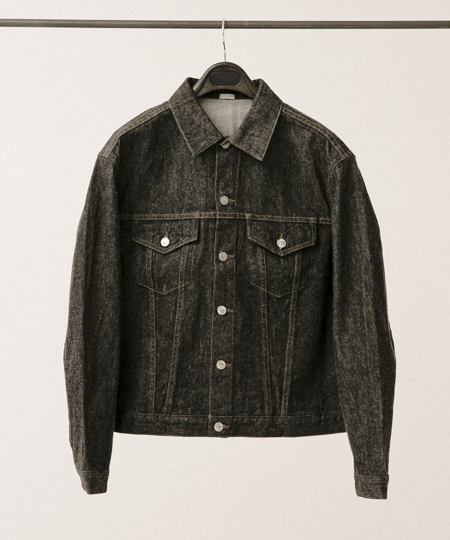 A PRESSE　Black Denim Trucker Jacket BLACK 46