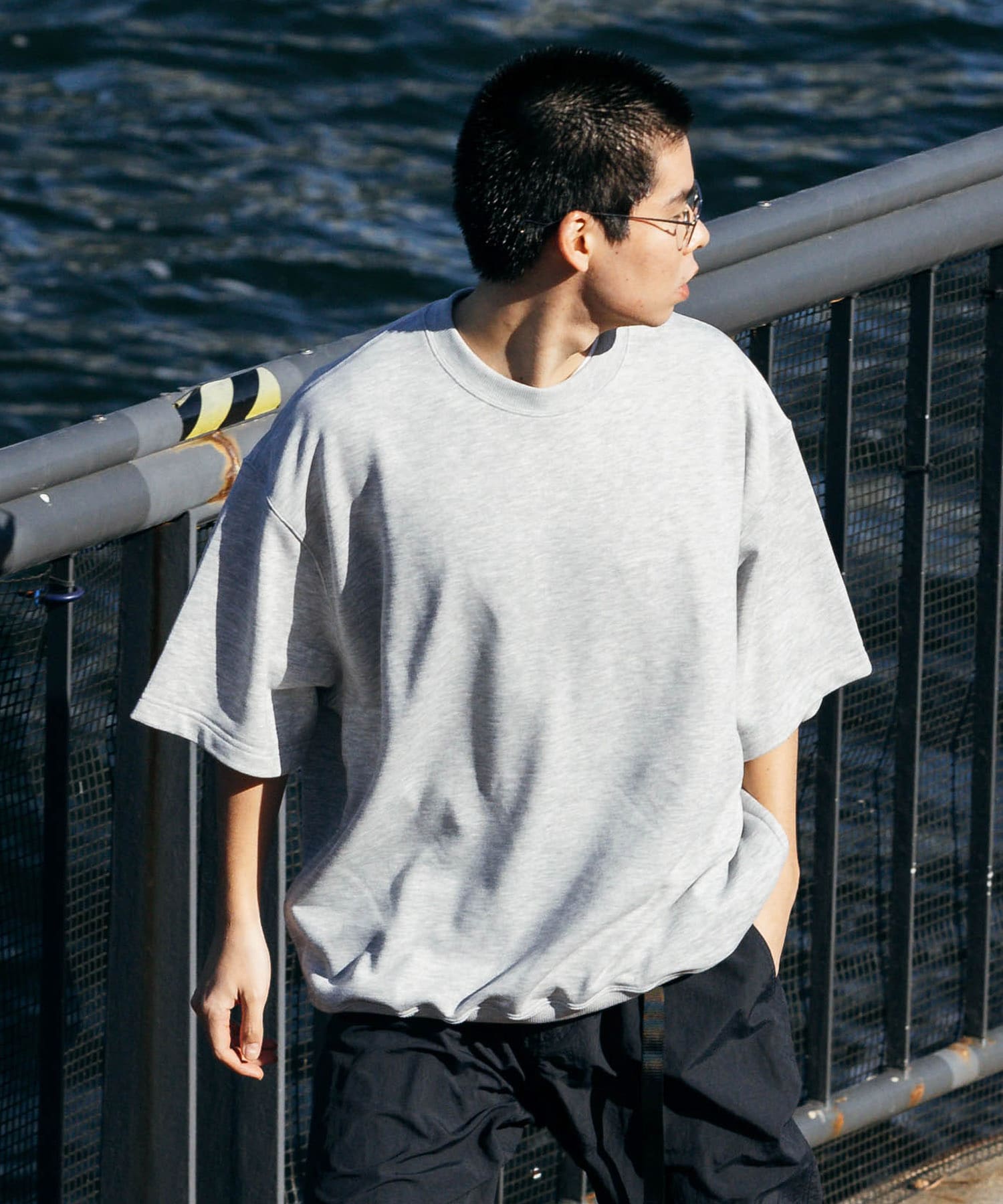 DAIWA PIER39　TECH SWEAT CREW S/S TOP GRAY S