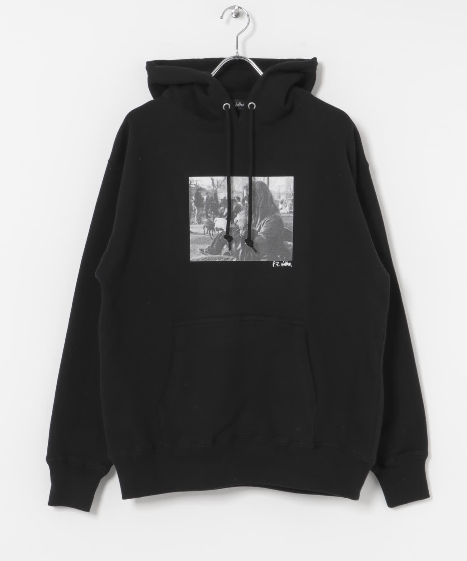 BLANKMAG　B/W photo Hoodie Black M