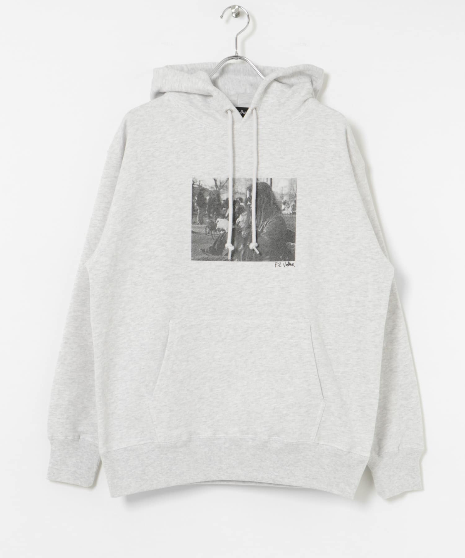 BLANKMAG　B/W photo Hoodie Ash M