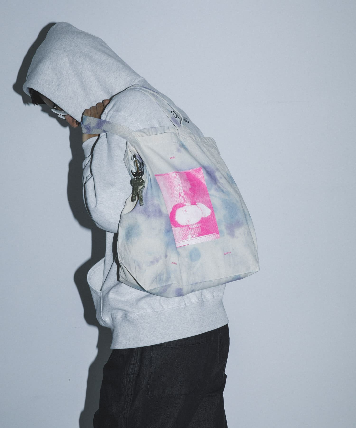 BLANKMAG　B/W photo Hoodie Ash L