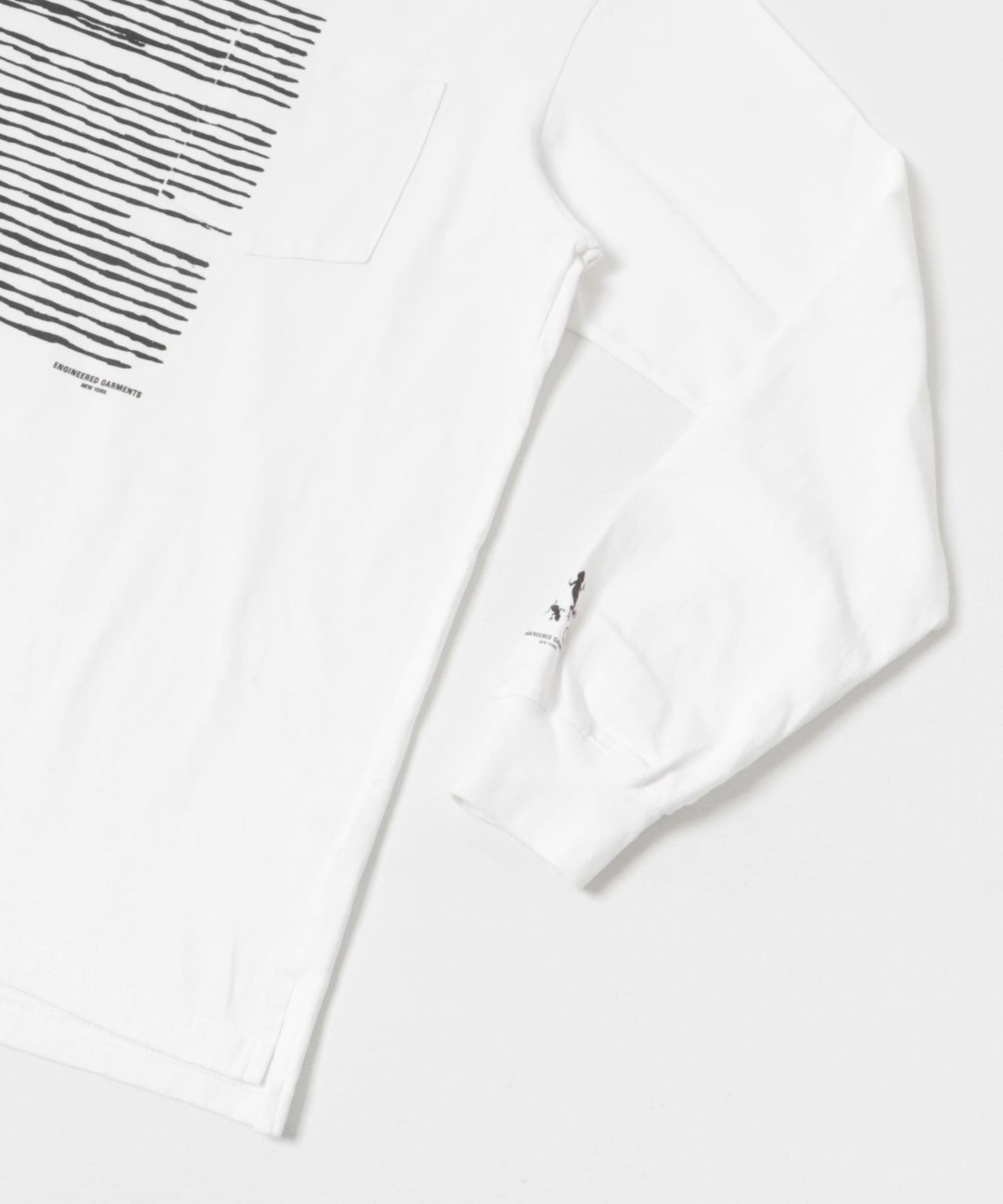 Engineered Garments　Printed Cross CrewNeck LS White M