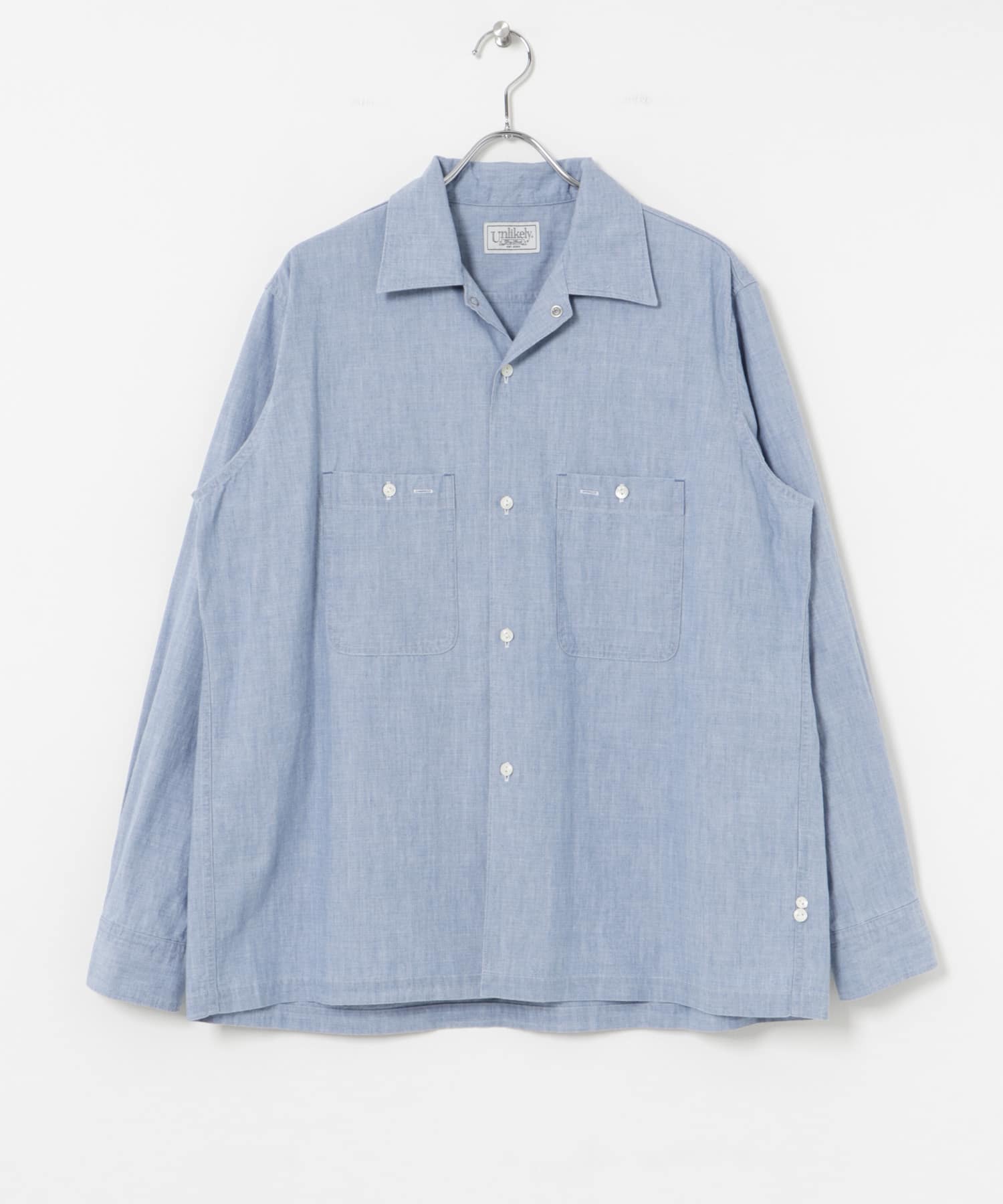 Unlikely　Open Collar Work Chambray Indigo M