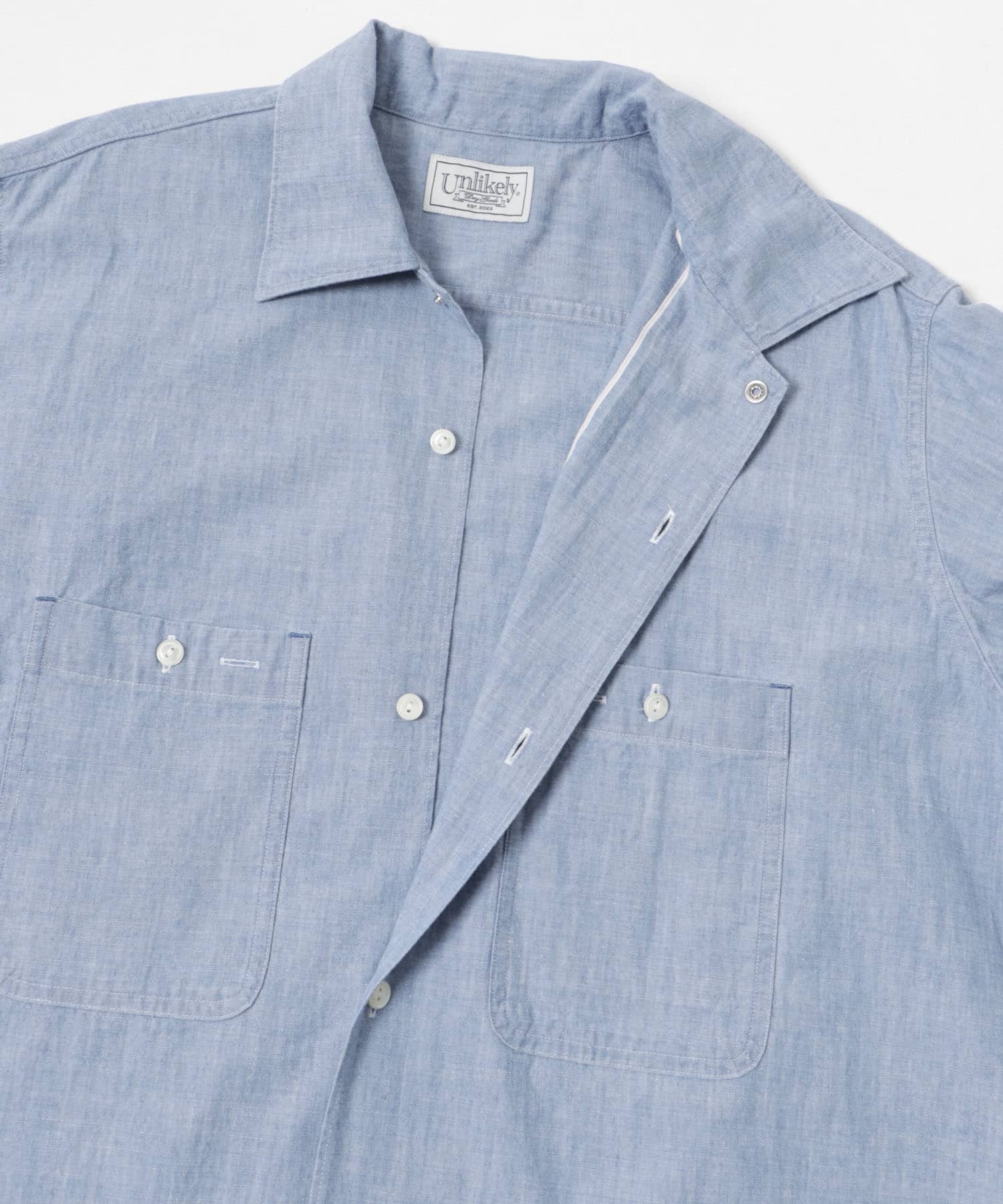 Unlikely　Open Collar Work Chambray Indigo M