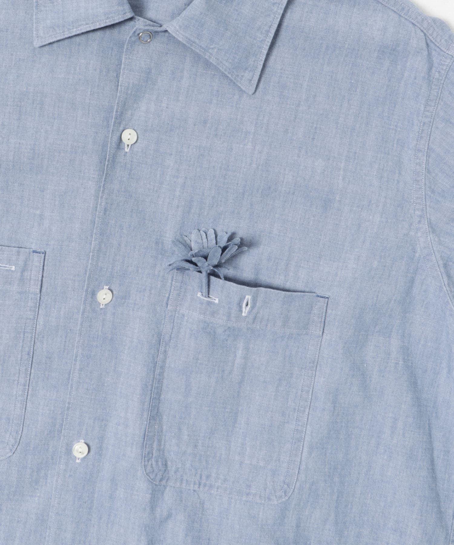 Unlikely　Open Collar Work Chambray Indigo L