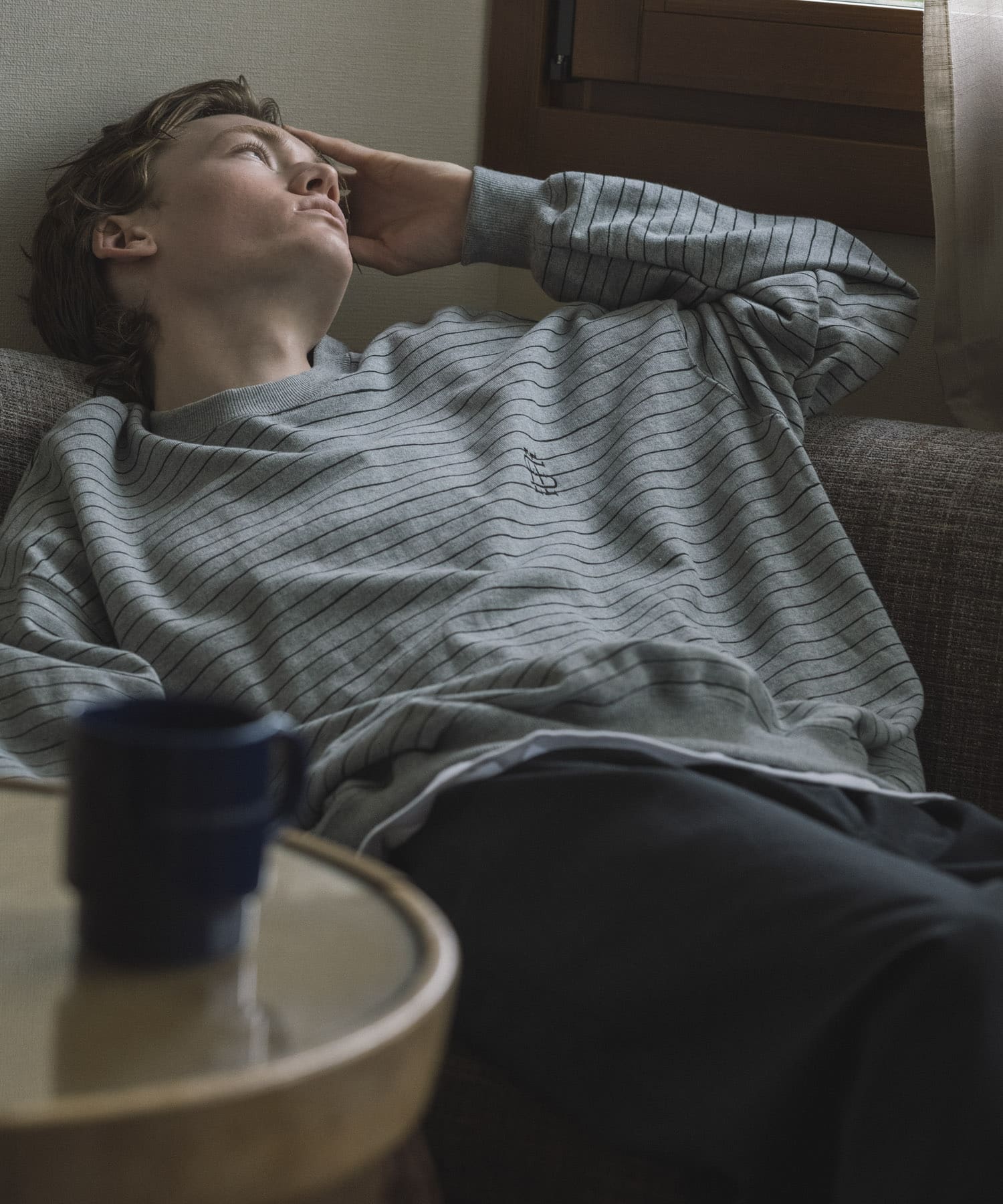 SEE SEE　BOARDER CREW SWEAT GRY杢/BLK M