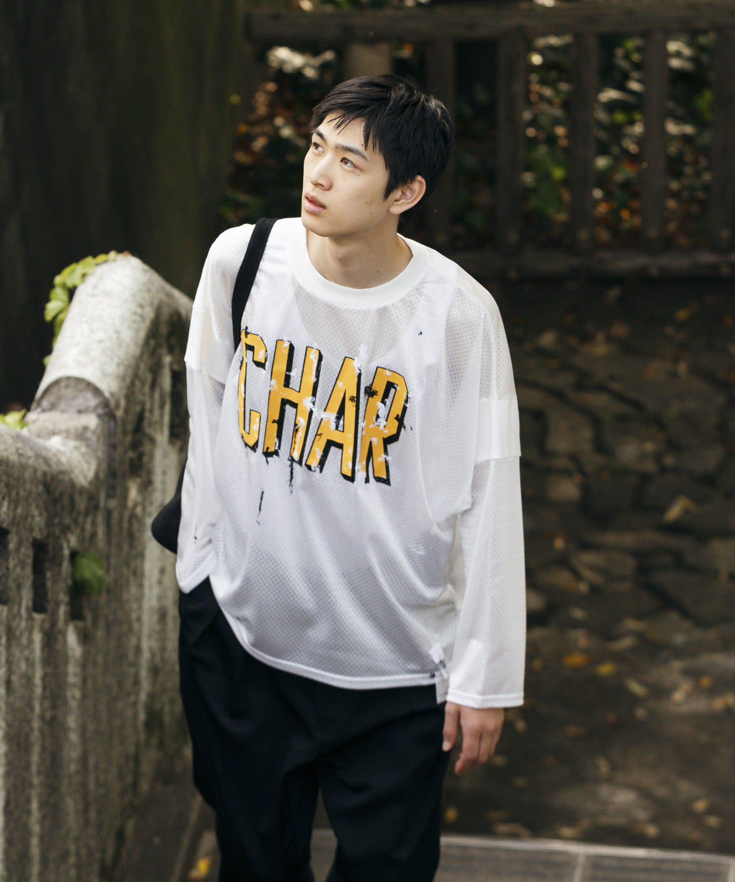 Gurank　Long sleeve mesh-T CHAR