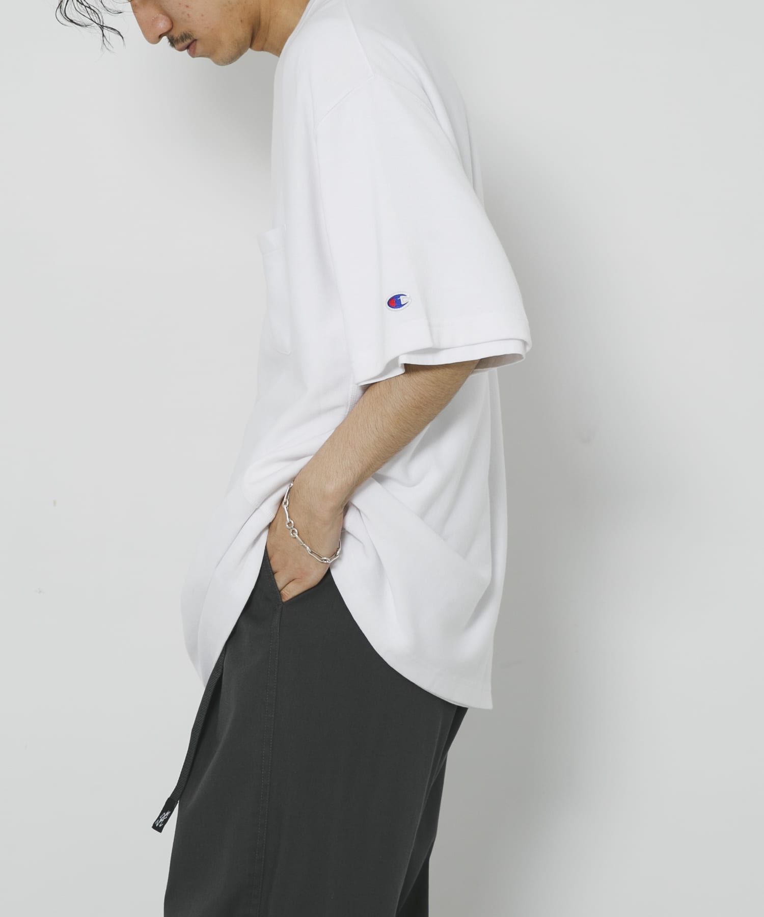LOWERCASE×Champion　速乾ReverseWEave TEE WHITE M