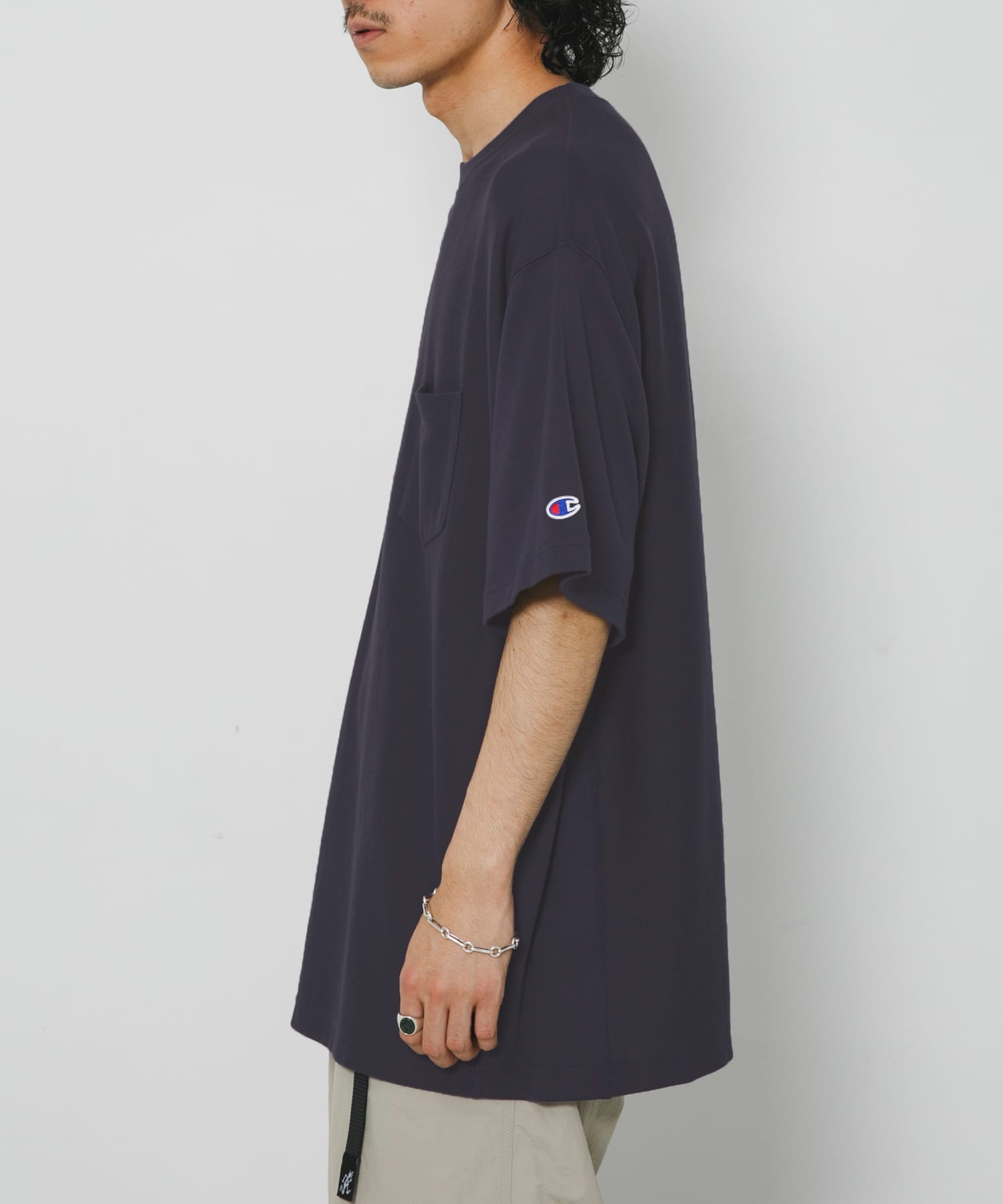 LOWERCASE×Champion　速乾ReverseWEave TEE NAVY M