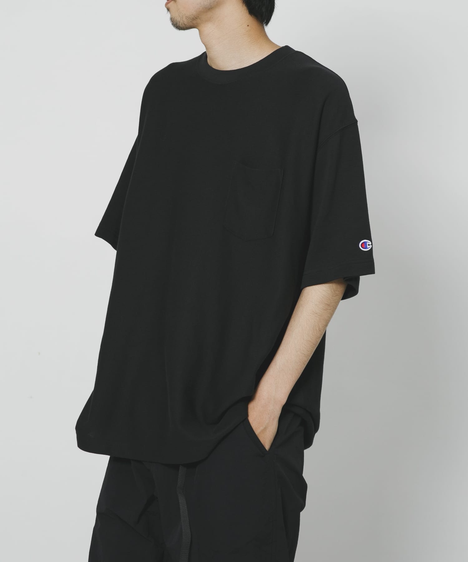 LOWERCASE×Champion　速乾ReverseWEave TEE BLACK M