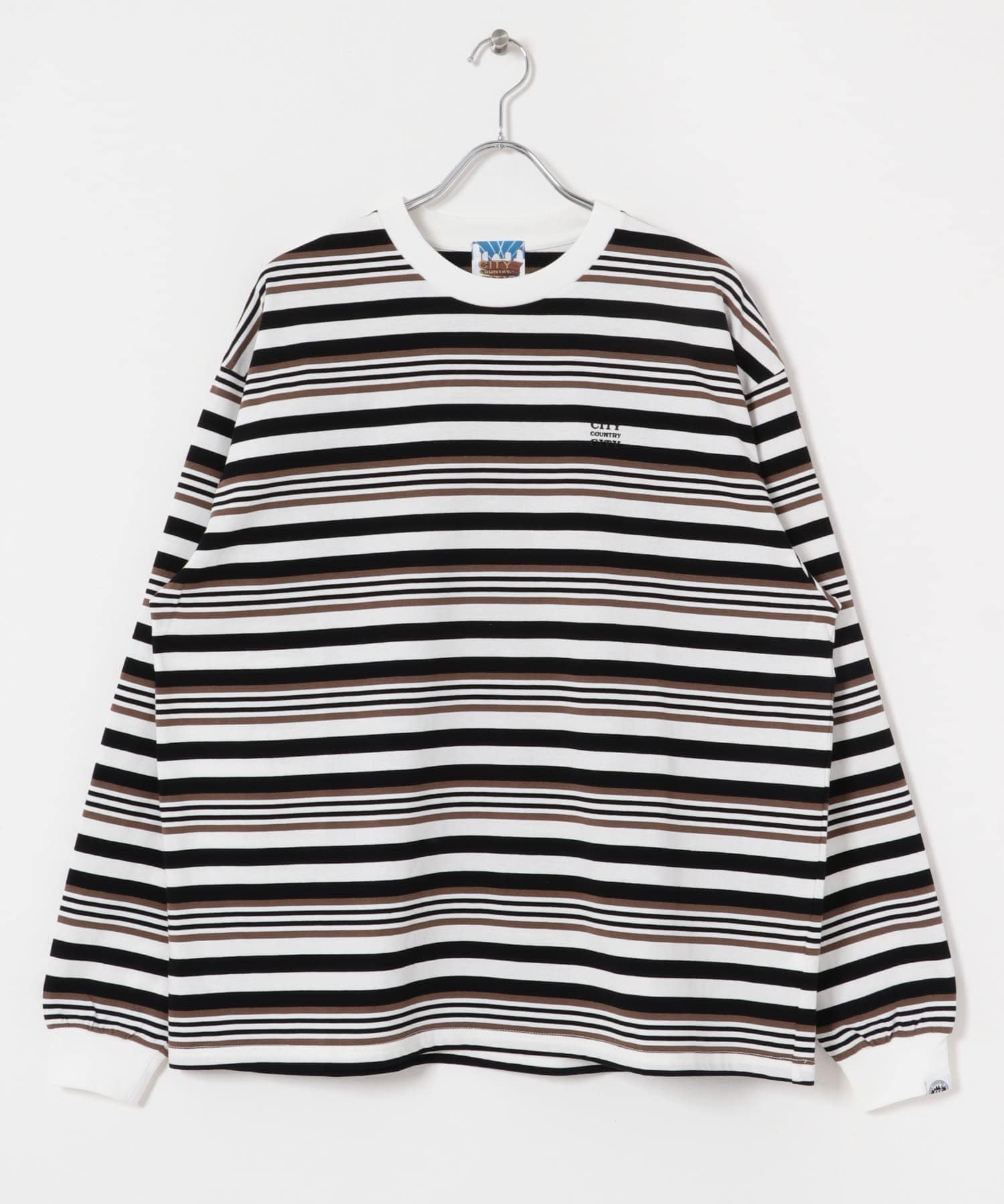 CITY COUNTRY CITY　EMB LOGO MULTIBORDER L/ST BRN/WHT L