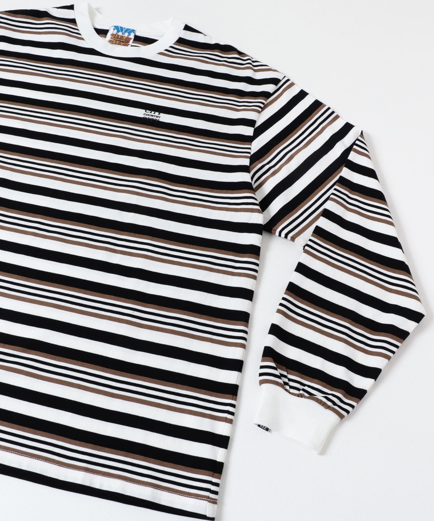 CITY COUNTRY CITY　EMB LOGO MULTIBORDER L/ST BRN/WHT L