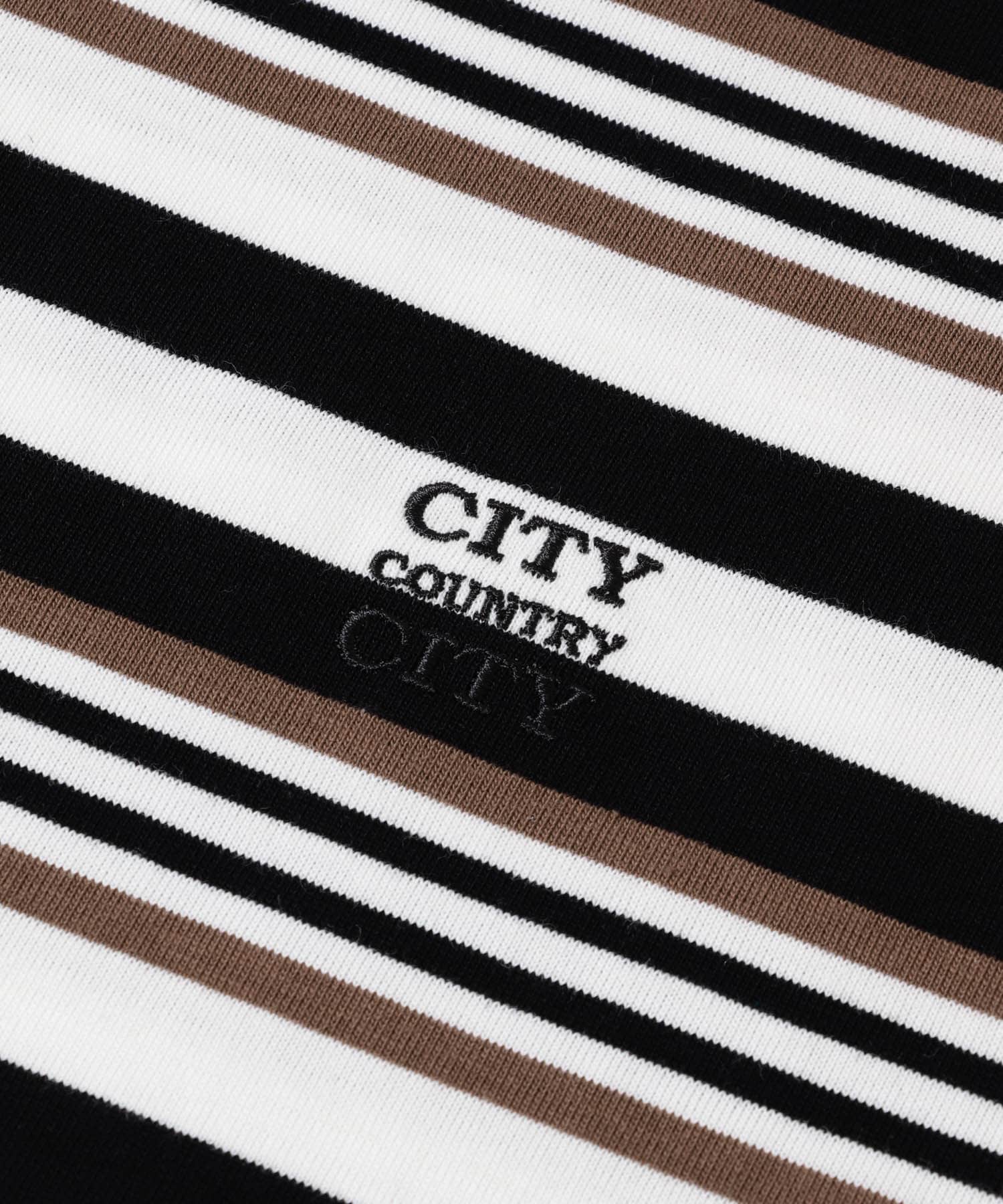 CITY COUNTRY CITY　EMB LOGO MULTIBORDER L/ST BRN/WHT L