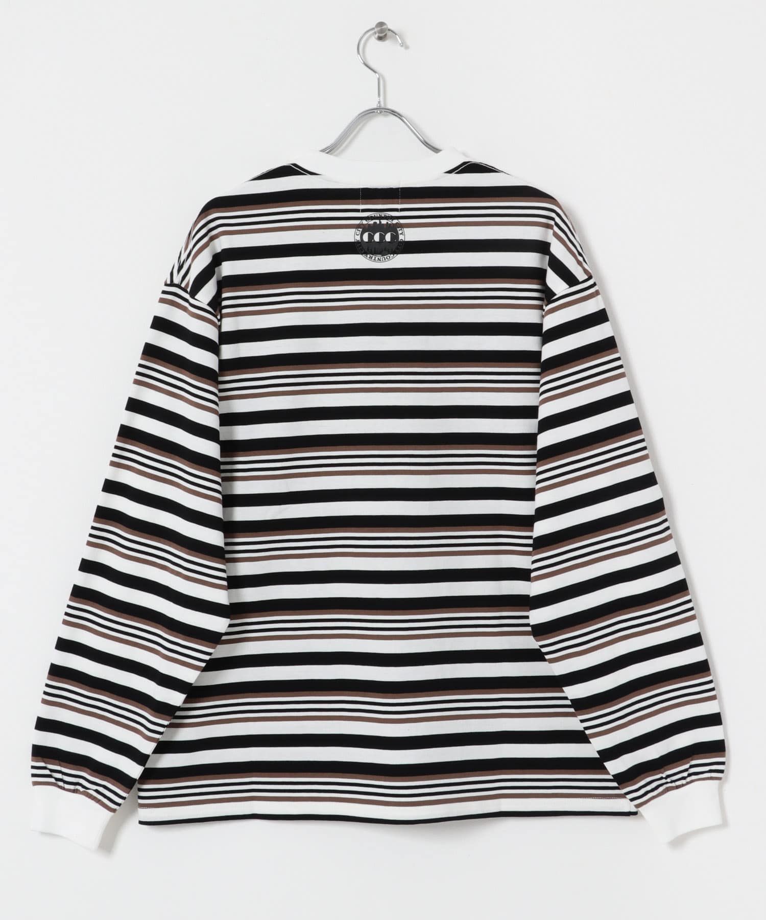 CITY COUNTRY CITY　EMB LOGO MULTIBORDER L/ST BRN/WHT L