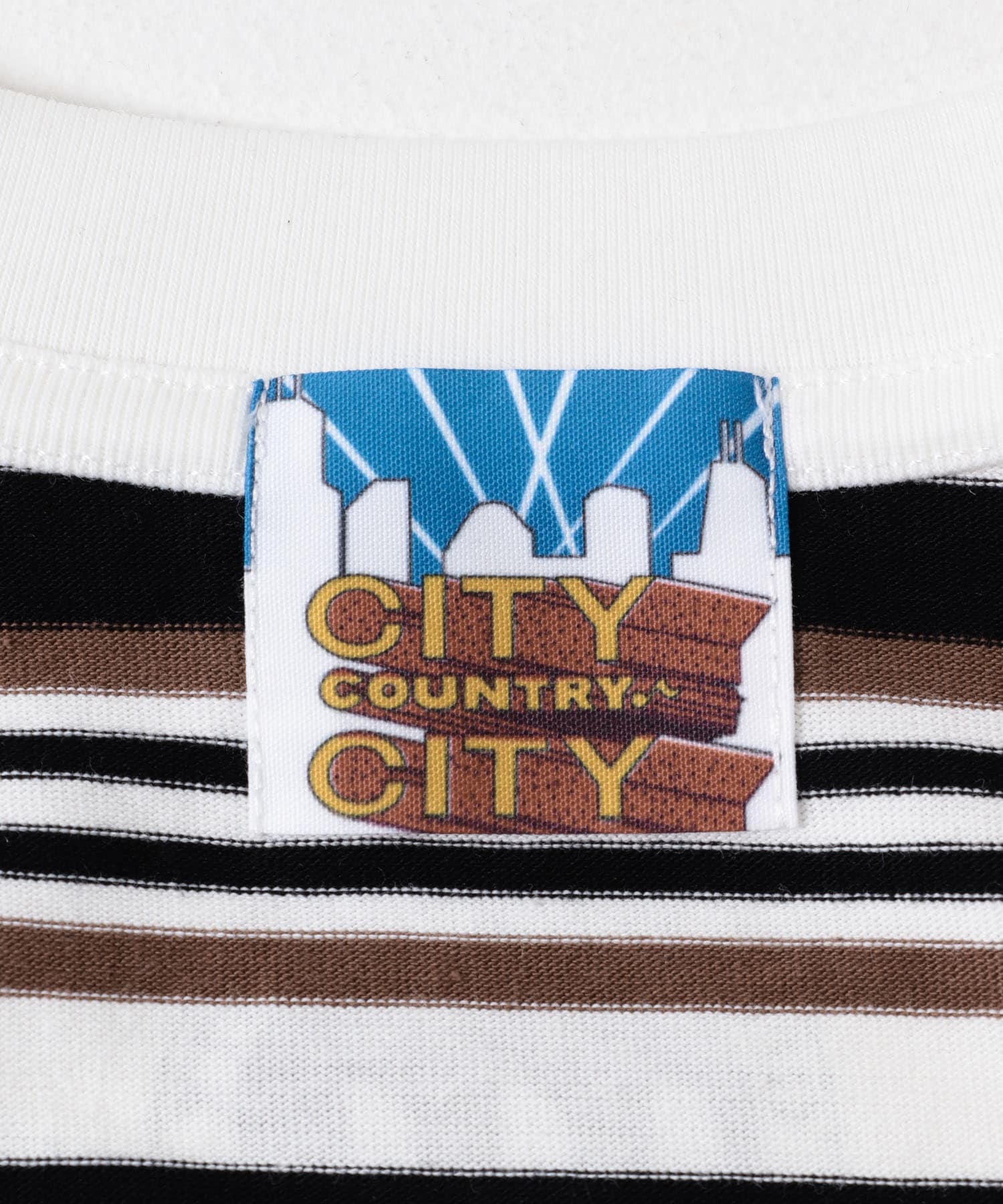 CITY COUNTRY CITY　EMB LOGO MULTIBORDER L/ST BRN/WHT L