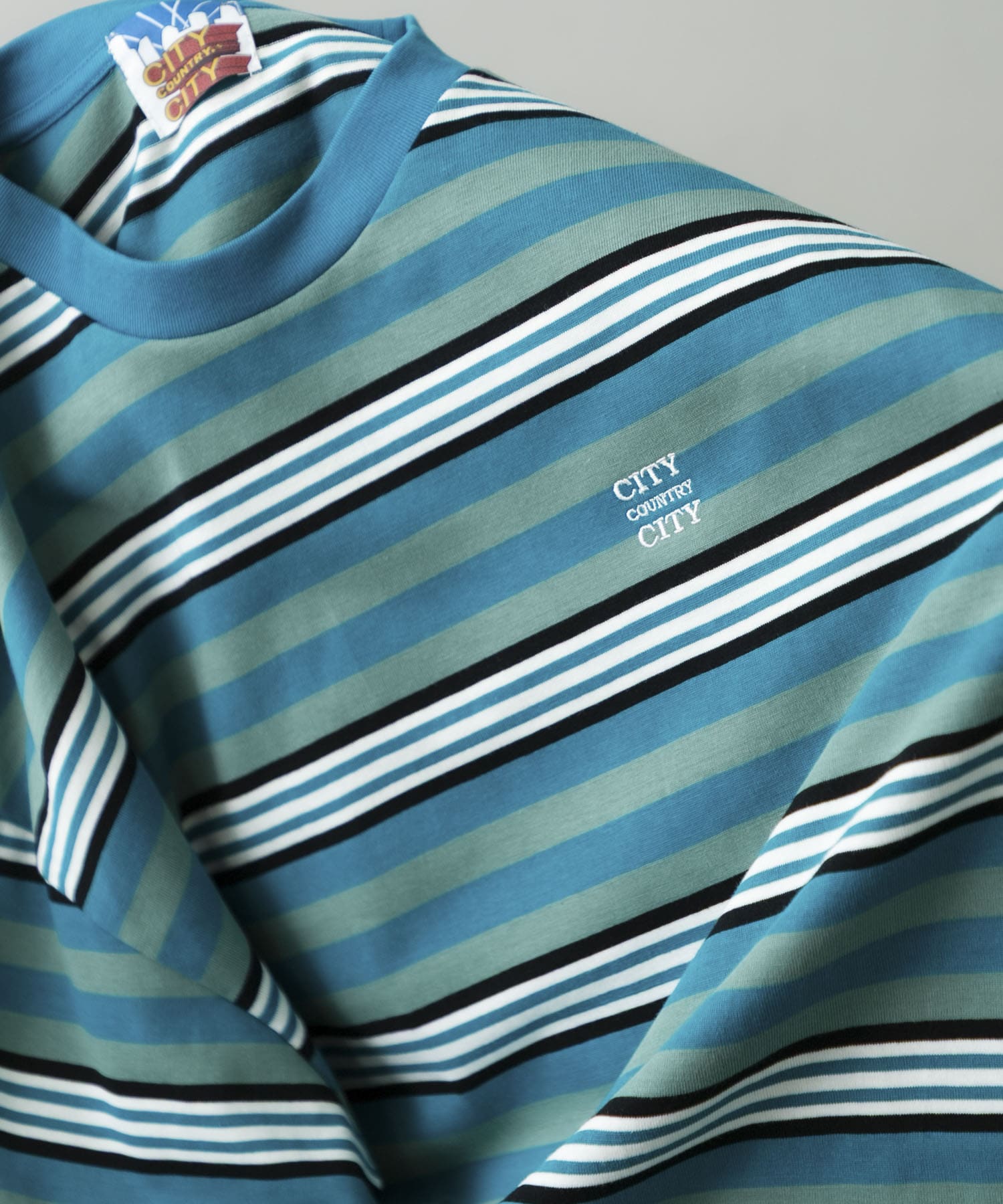 CITY COUNTRY CITY　EMB LOGO MULTIBORDER L/ST GRN/WHT L