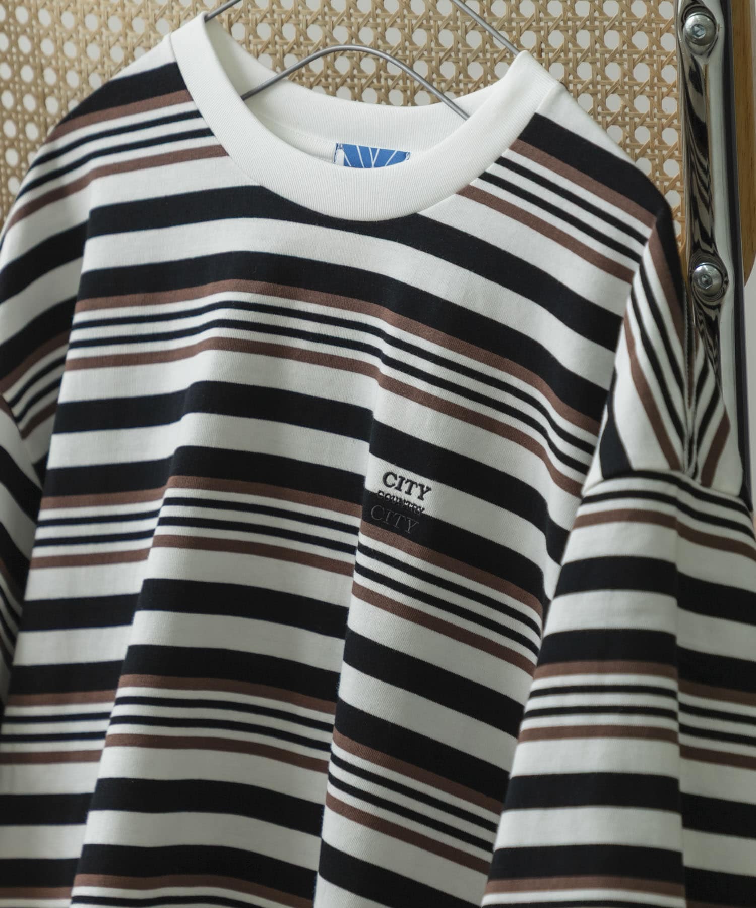 CITY COUNTRY CITY　EMB LOGO MULTIBORDER T BRN/WHT L