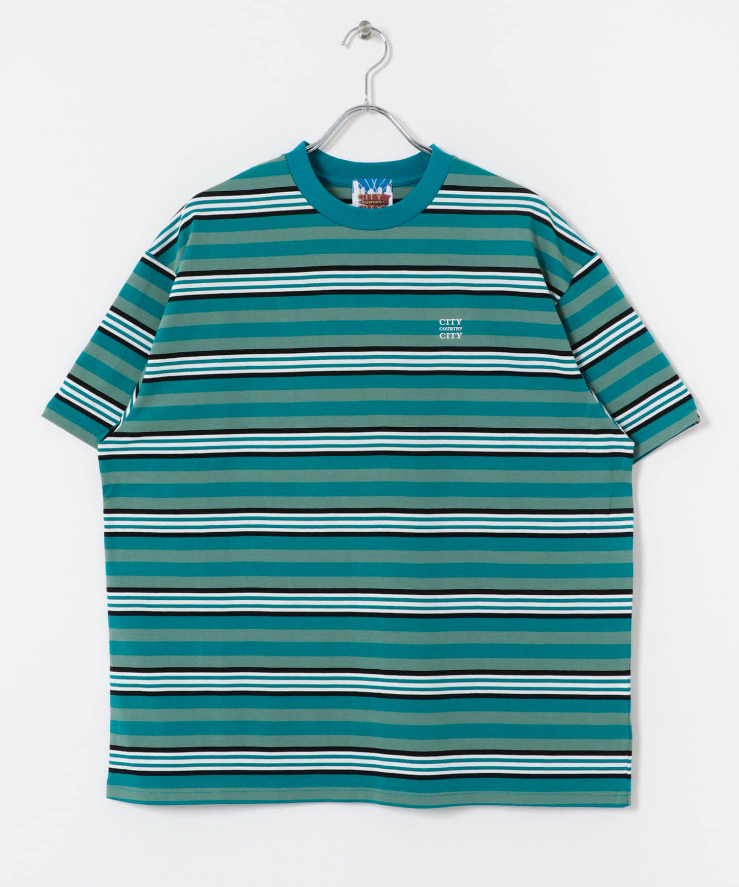 CITY COUNTRY CITY　EMB LOGO MULTIBORDER T GRN/WHT L