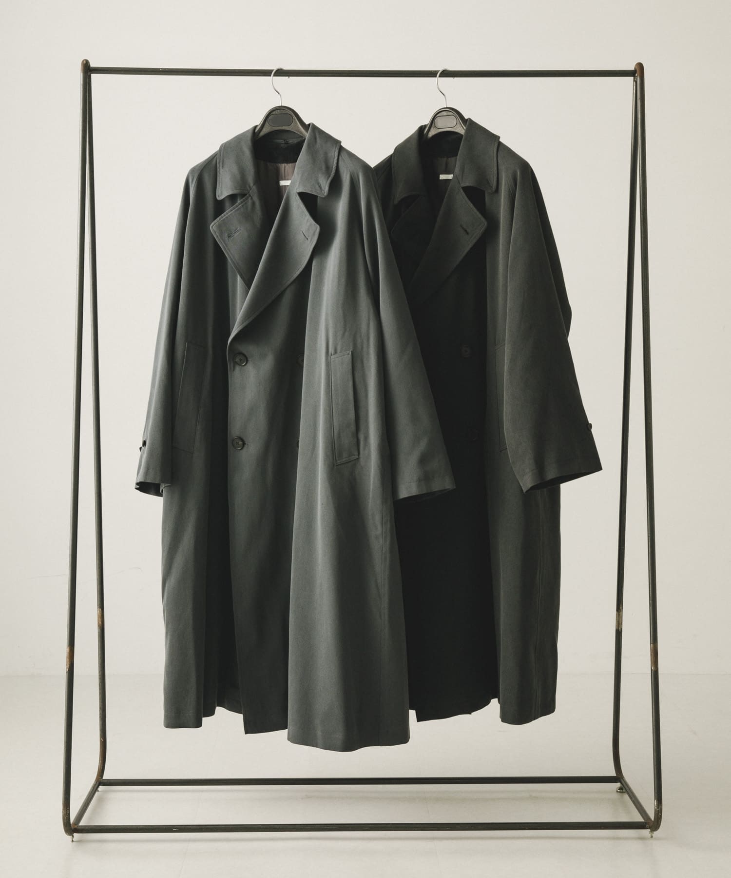 A PRESSE　Maxi Length Washed Silk Trench Coat CHARCOAL 2